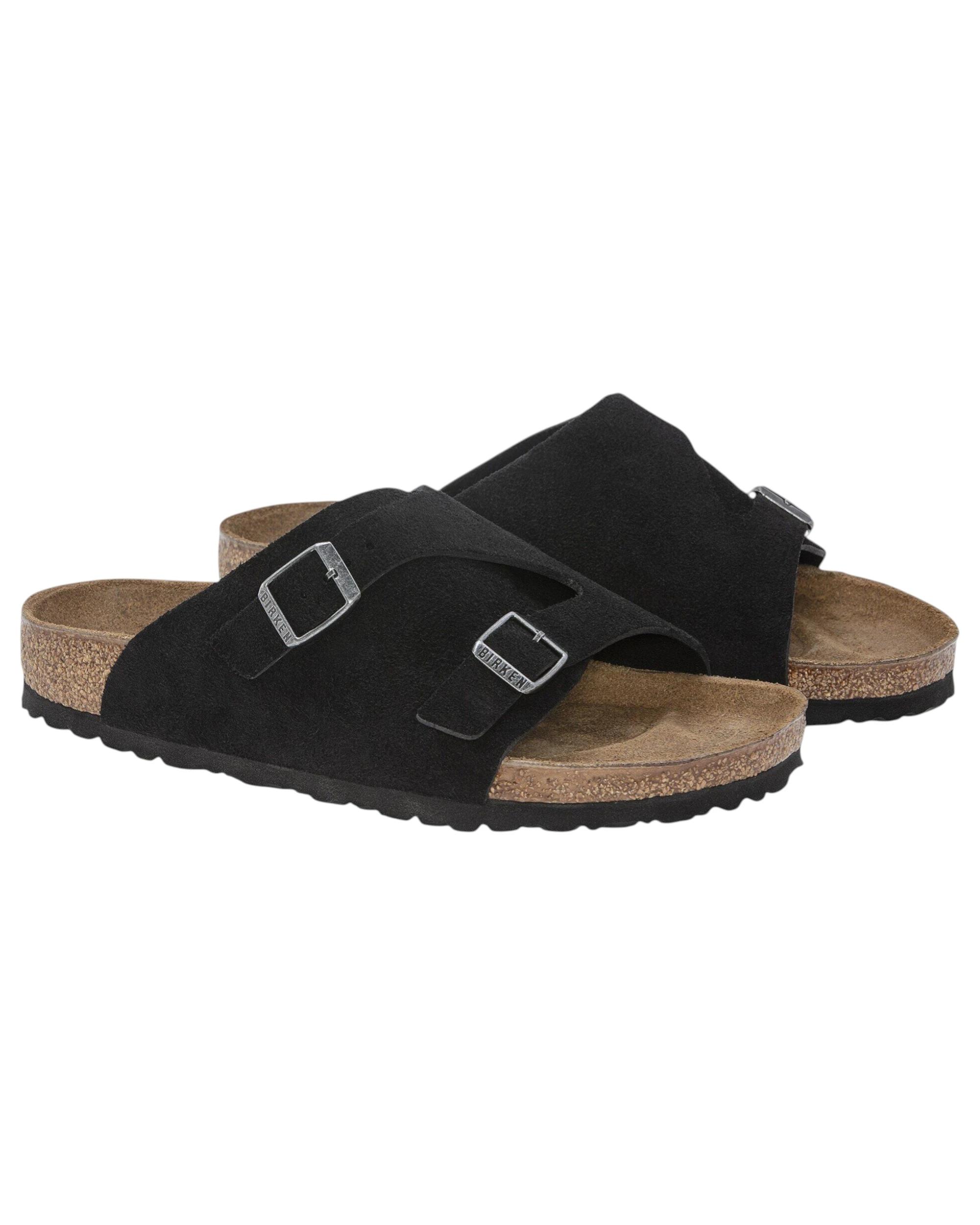 4 Birkenstock Unisex Zurich Suede Leather Regular Slip On Sandals BLACK, 4 of 6