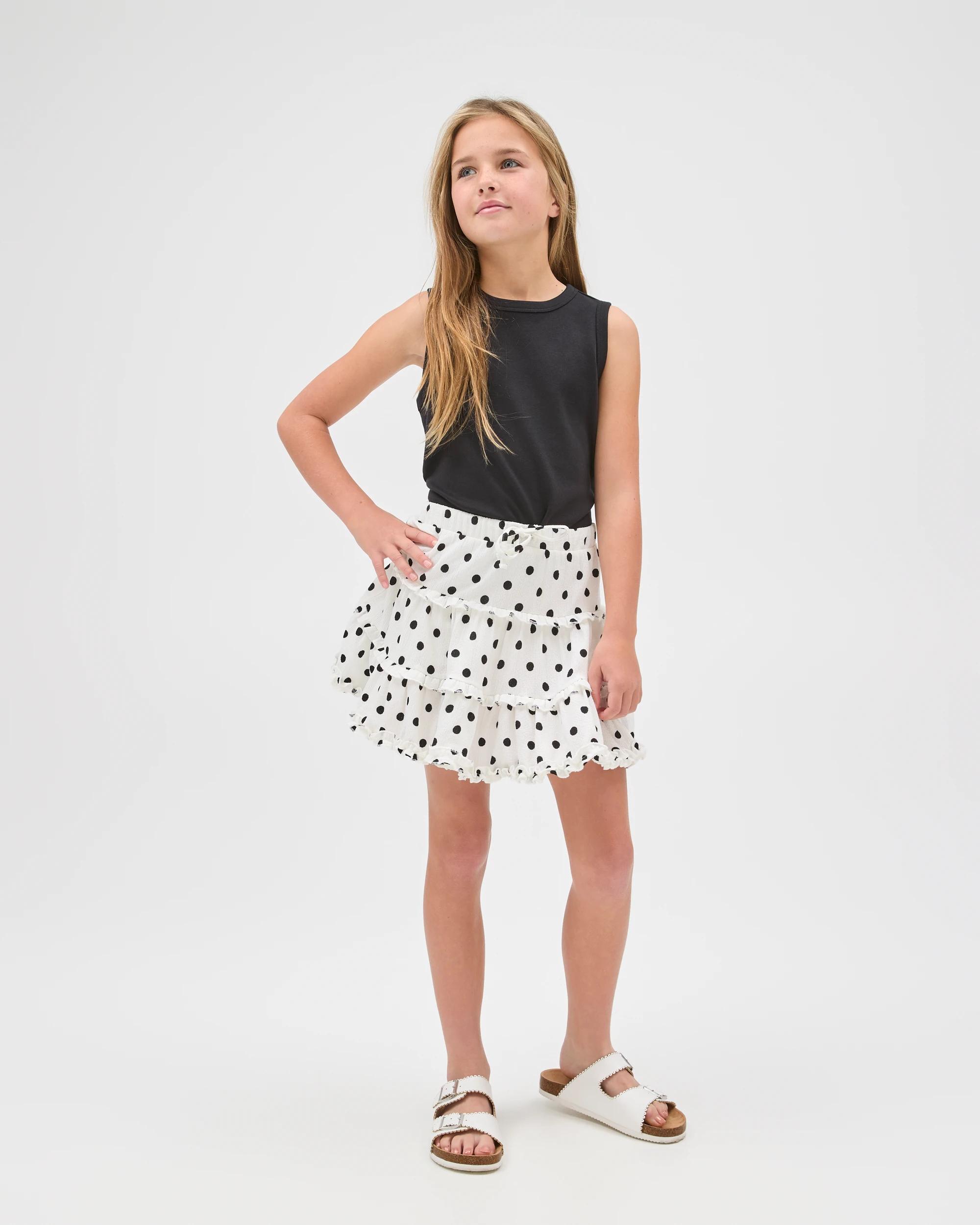 1 Target Kids A-Line Short Length Textured Knit Skort CREAM BLACK SPOT, 1 of 6