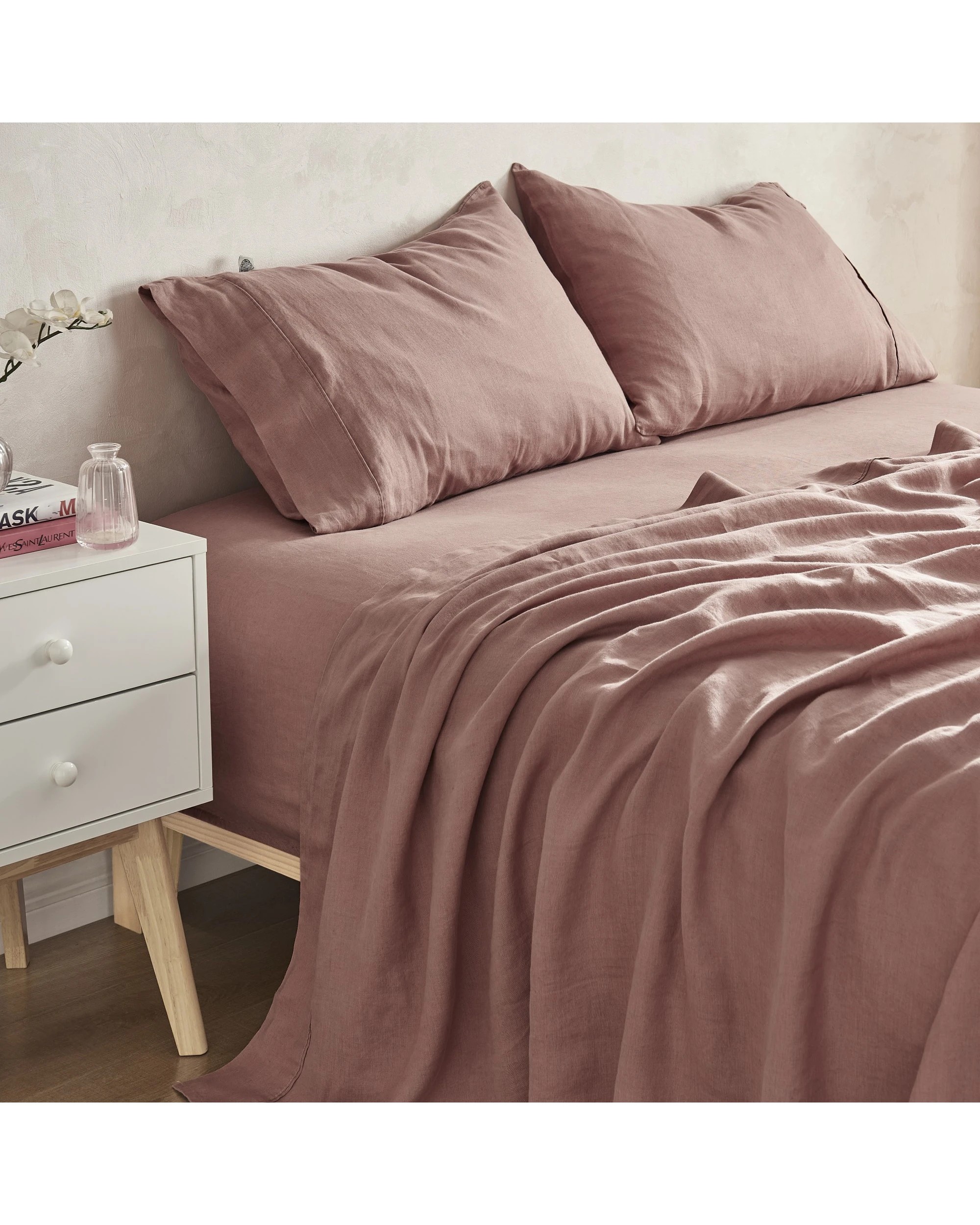2 Natural Home 100% European Flax Linen Sheet Set - Super King Bed - Rose Gold, 2 of 8