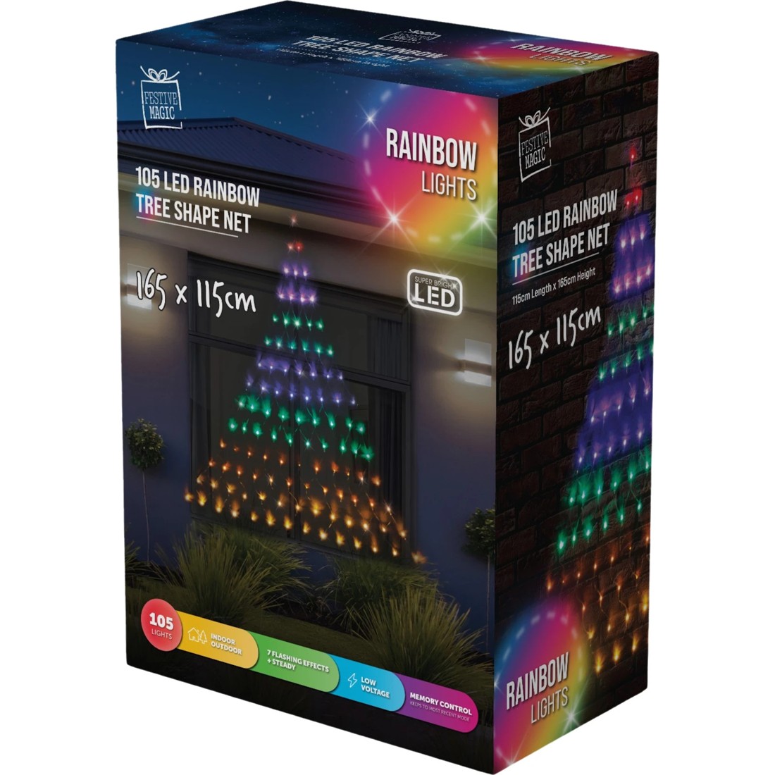 2 Uncle Bills Rainbow LED Christmas Tree Wall Net Light 165cm, 2 of 2