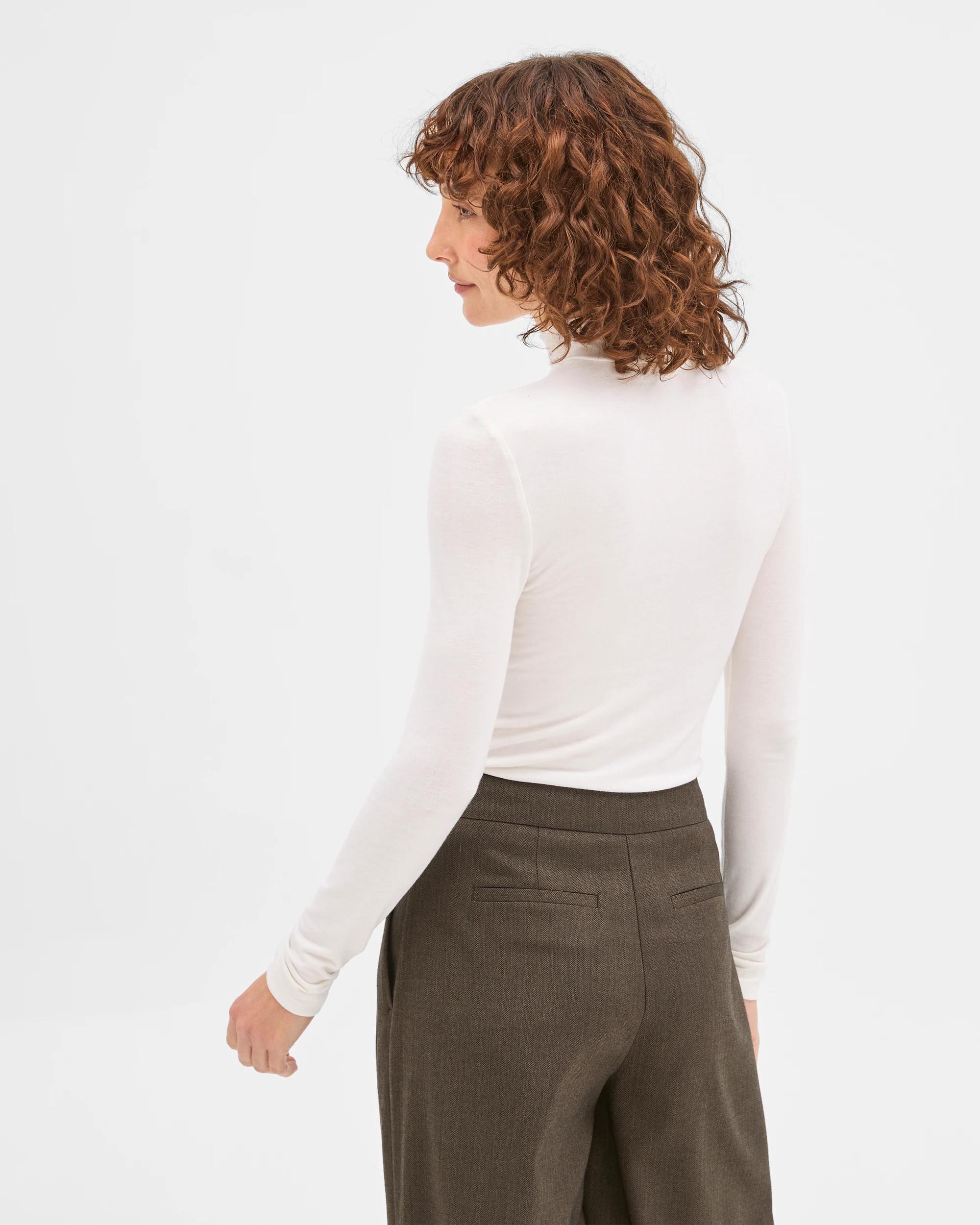 5 Preview Long Sleeve Luxe Layering Knit Skivvy Top WHITE, 5 of 9