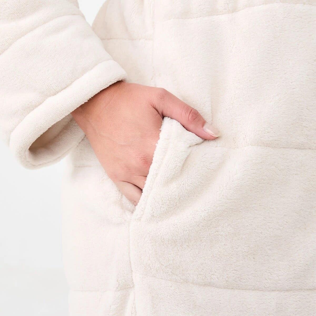 6 Blanket Fleece Gown Beige Cld, 6 of 7