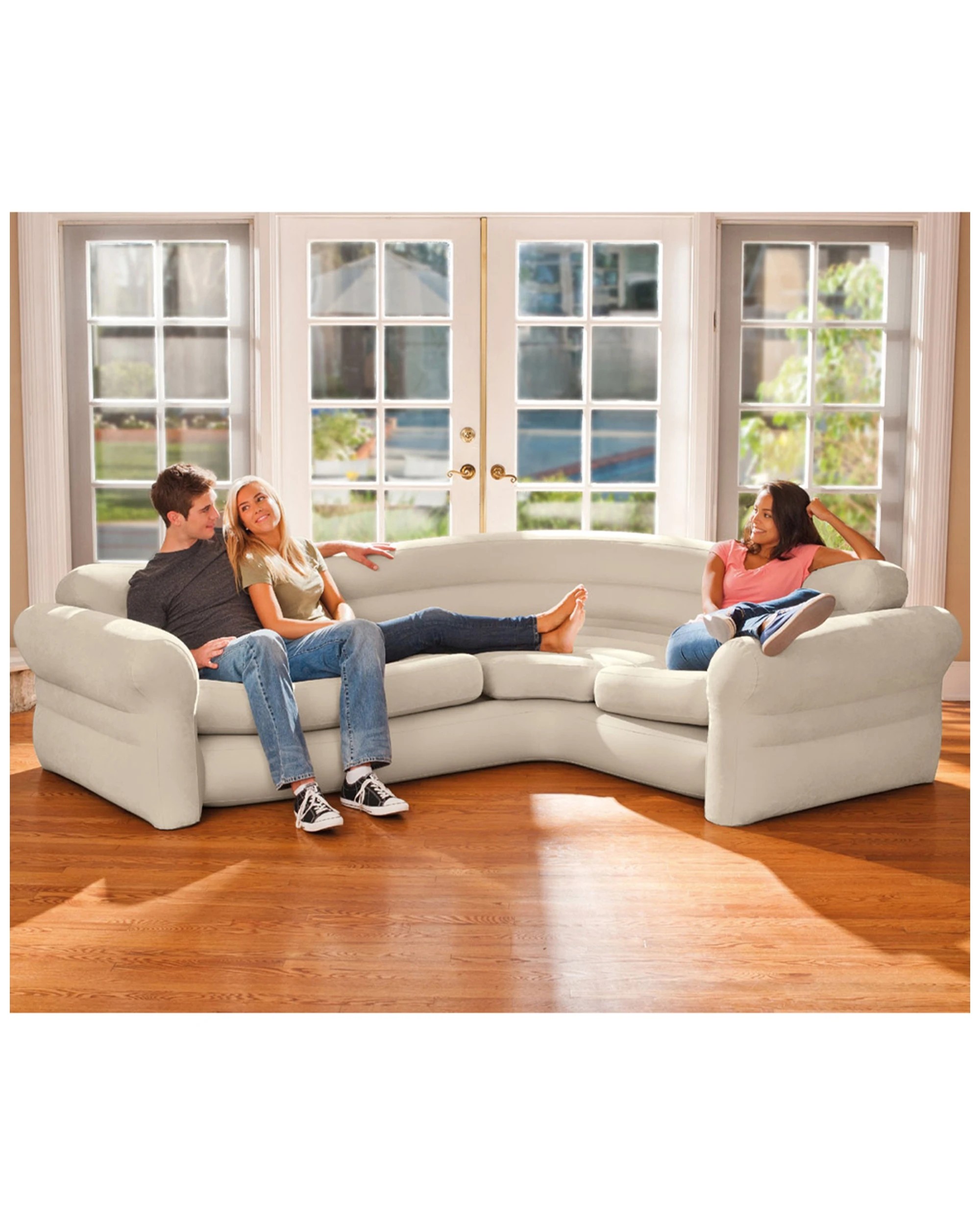 2 Intex Inflatable Large 257 X 203 X 76cm Corner Lounge Air Sofa/couch Furniture - Beige, 2 of 3