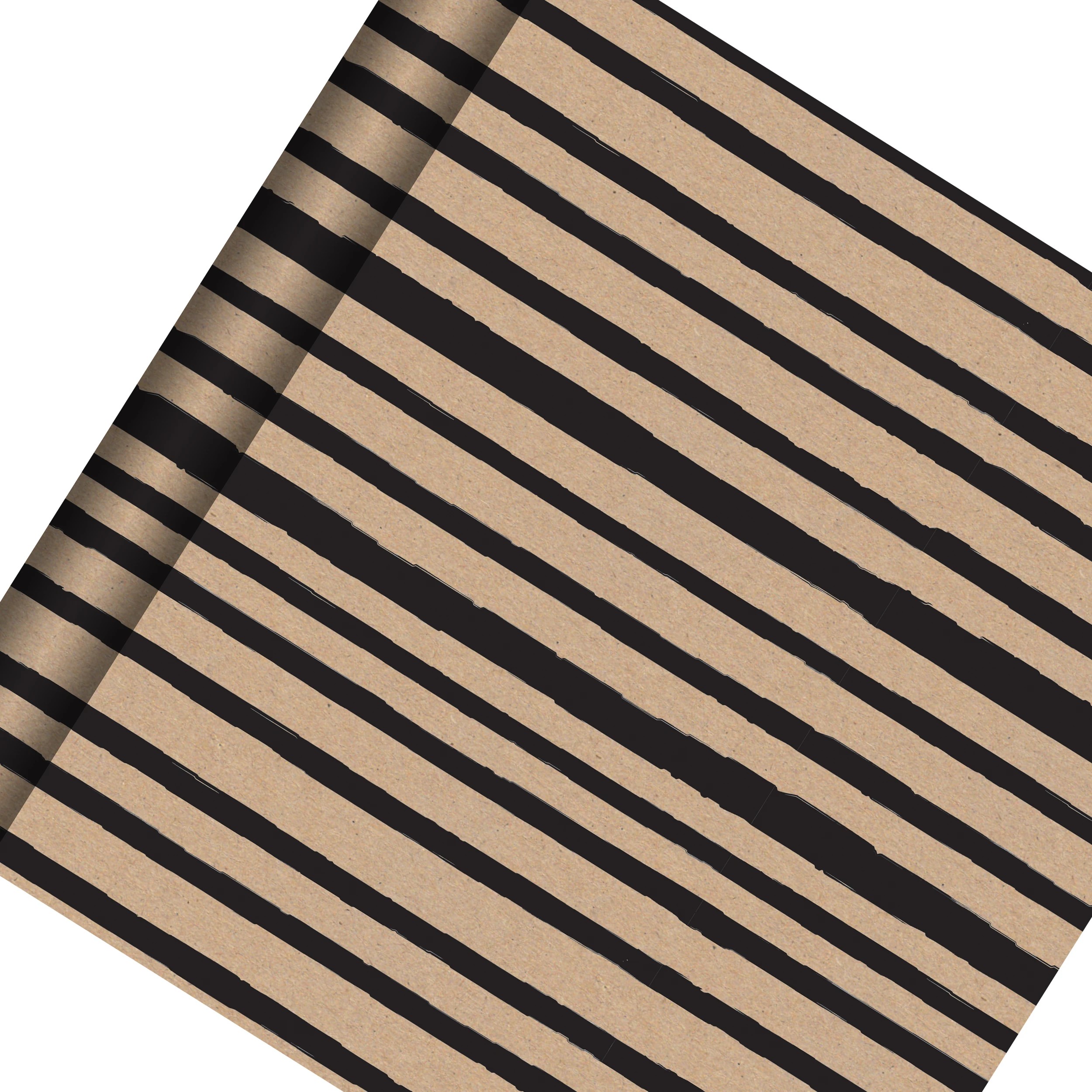 1 Hallmark Gift Wrapping Paper Roll - Black & Kraft Stripes, 1 of 2