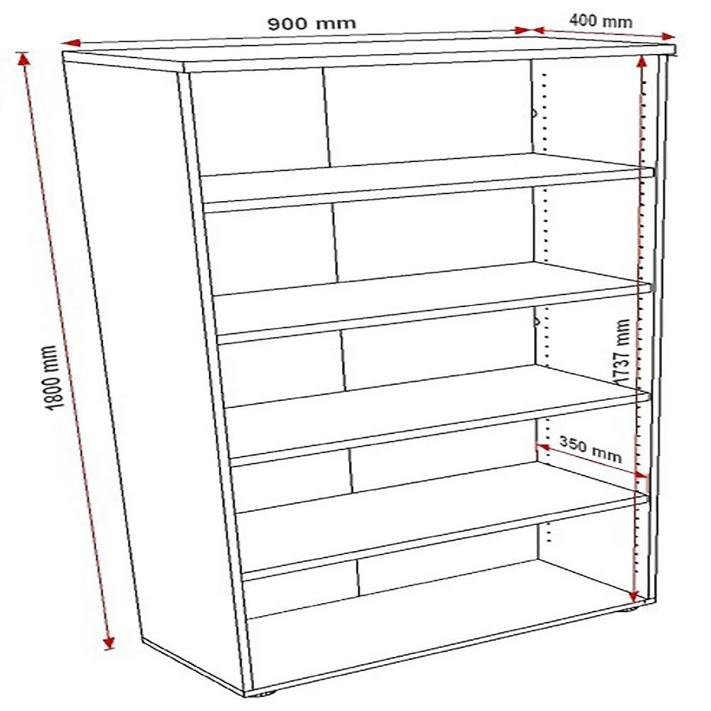 3 Velocity 1800mm Bookcase Golden Beech and White Shelves Home Office Storage, 3 of 4