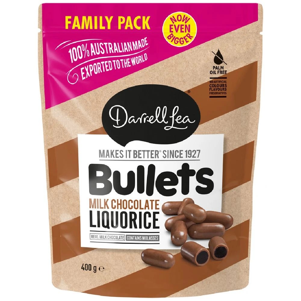 1 Darrell Lea Milk Chocolate Bullets 400g, 1 of 2