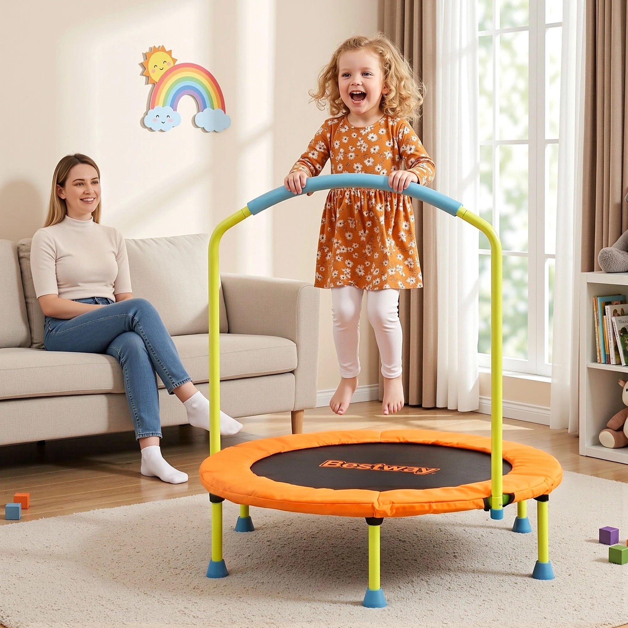 2 Bestway Kids Trampoline Foldable Rebounder Fitness for Ages 3+ - Orange, 2 of 9