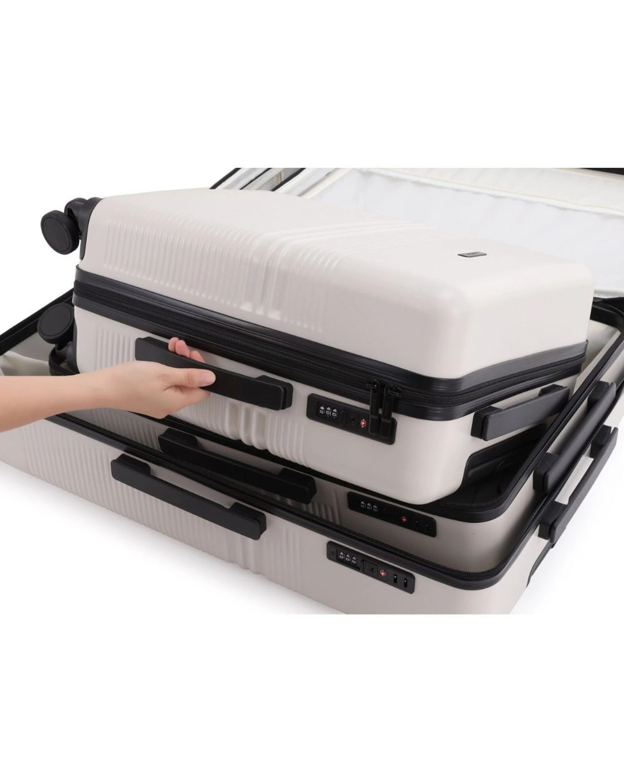 7 Paklite 3pc Elements Travel Luggage Set Suitcase Lightweight Expandable Oatmeal - White, 7 of 7
