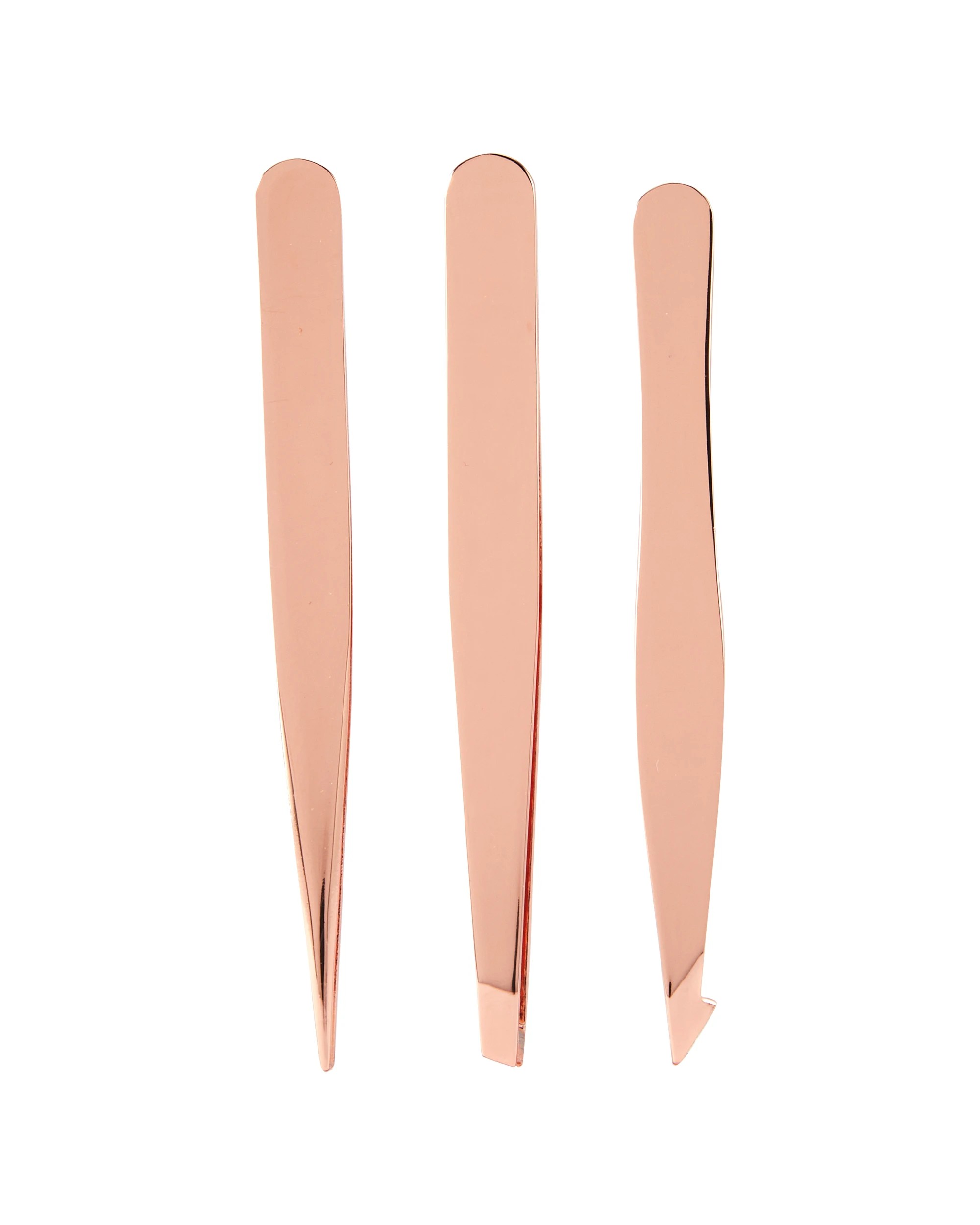 2 OXX Cosmetics Tweezer Trio Set - Rose Gold Look, 2 of 6