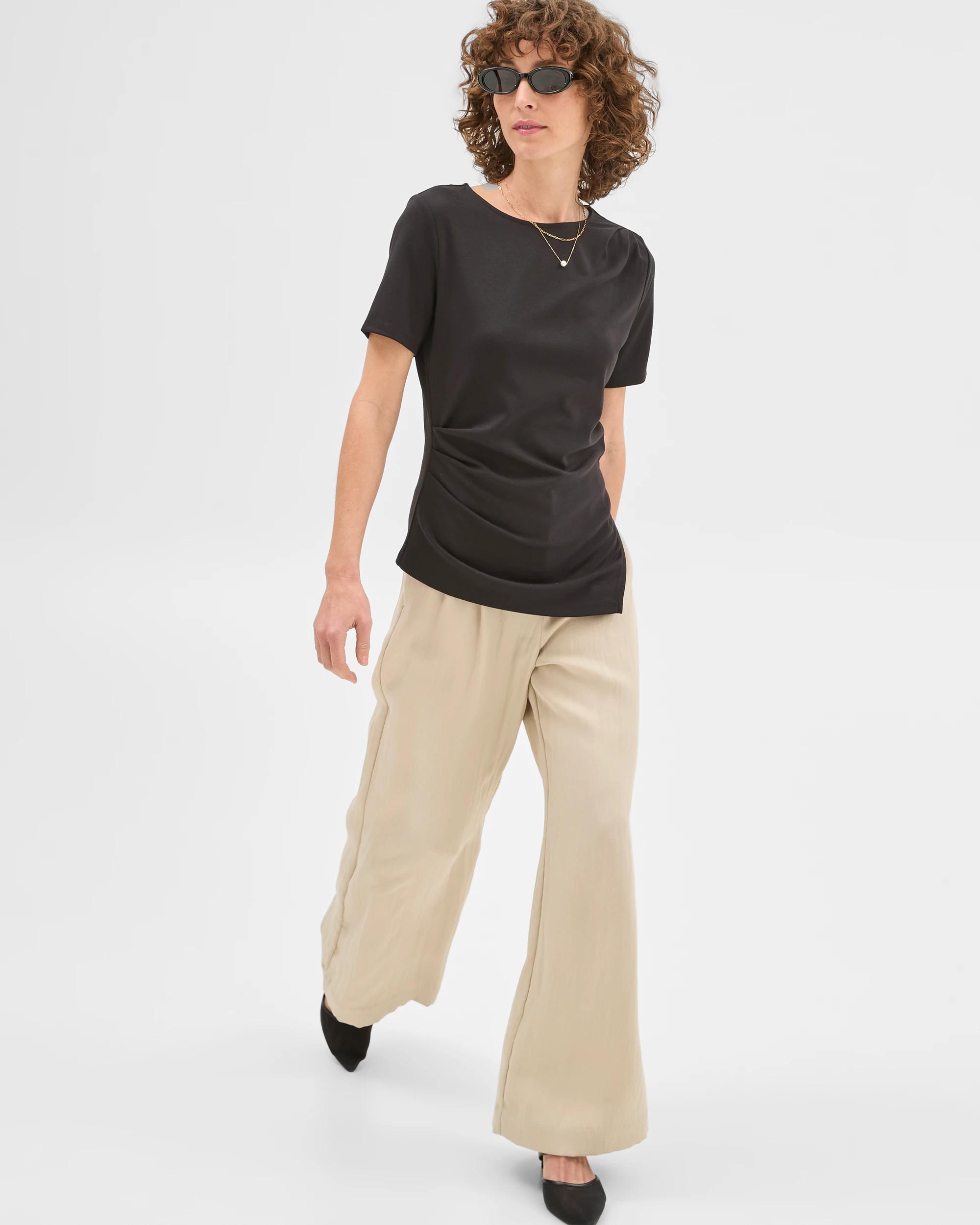 2 Gathered Ponte Top - Preview BLACK, 2 of 5