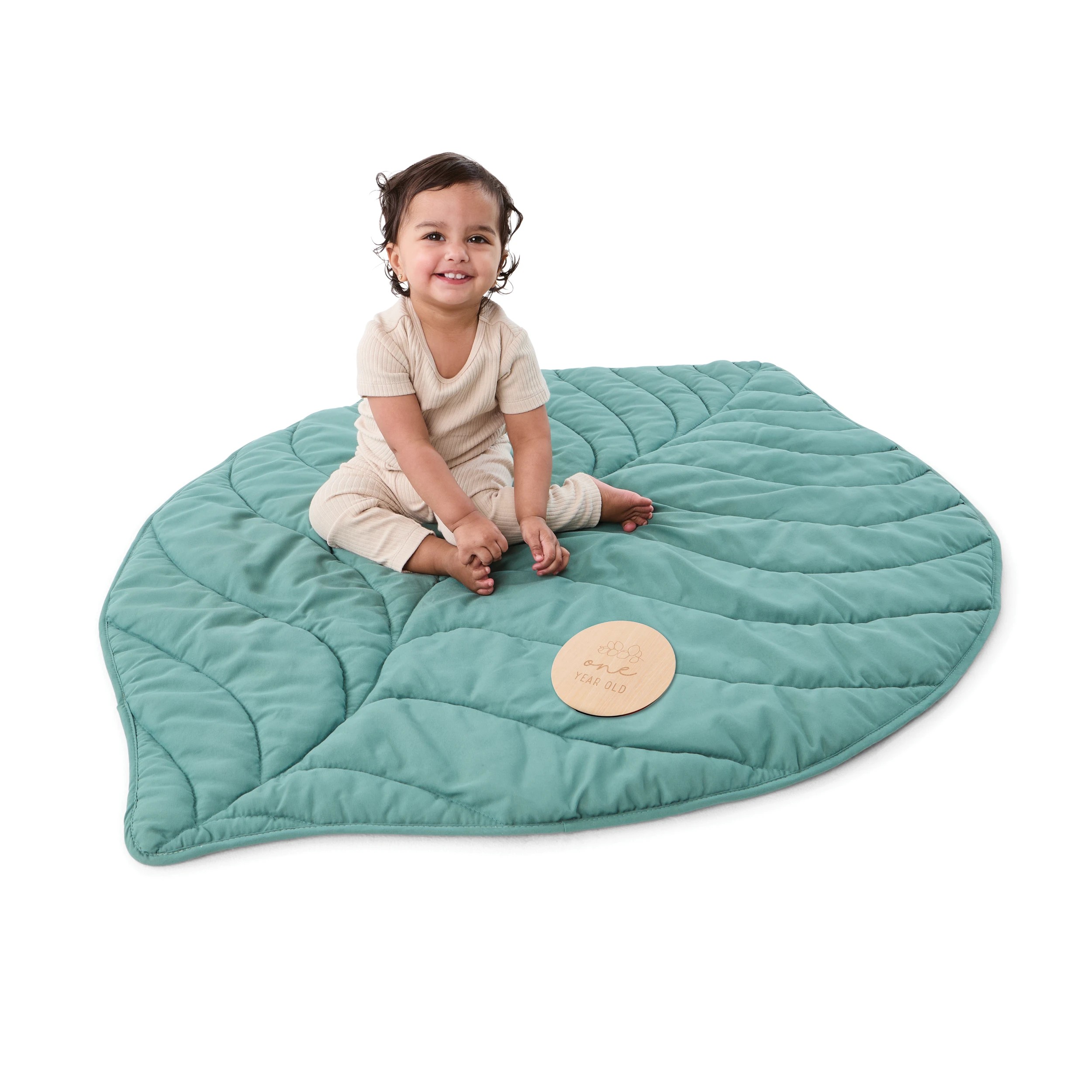 2 Quilted Leaf Play and Floor Mat - Green, 2 of 7
