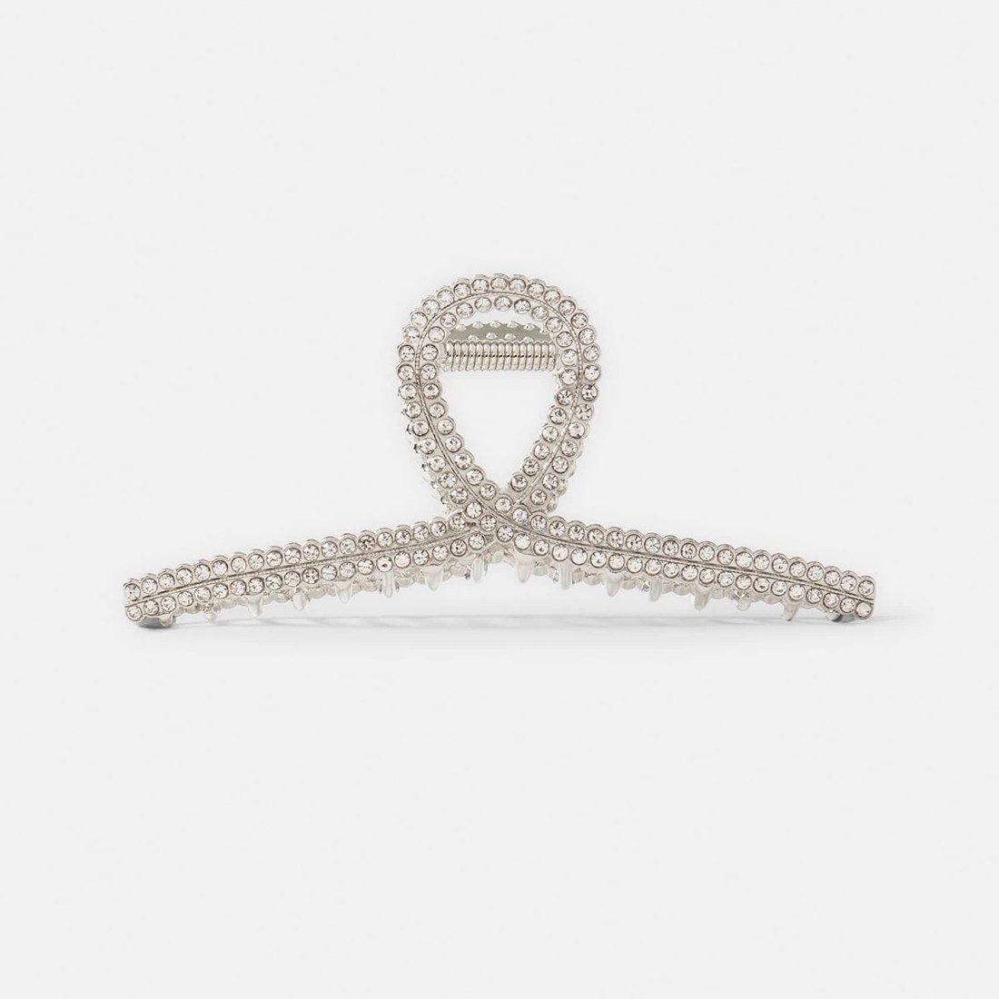 2 Diamante Metal Loop Claw Hair Clip - Silver Tone, 2 of 4