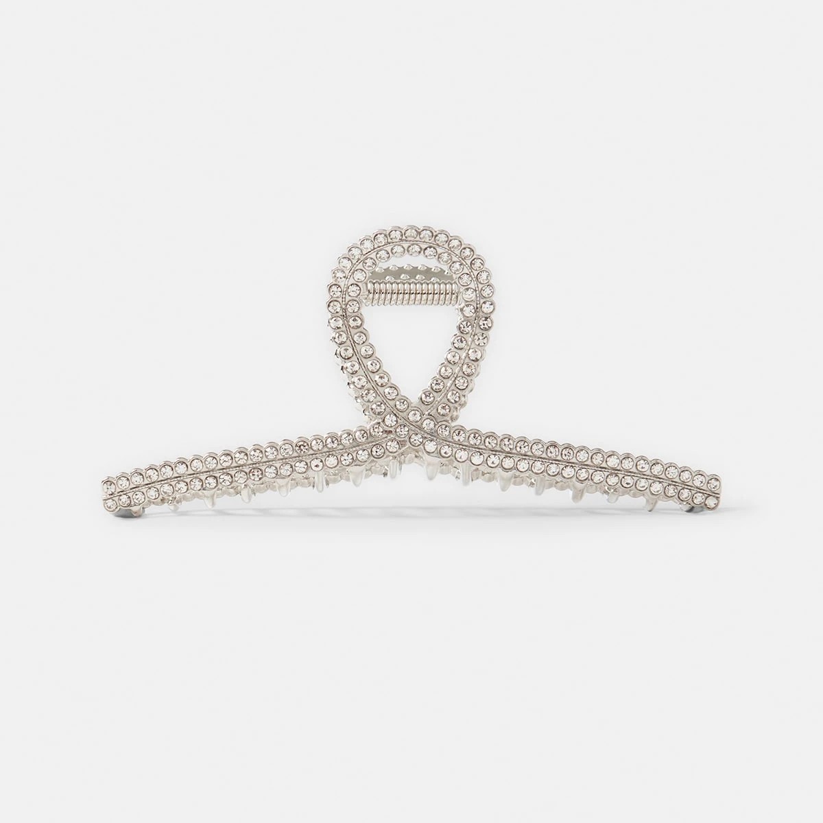 2 Diamante Metal Loop Claw Hair Clip - Silver Tone, 2 of 4
