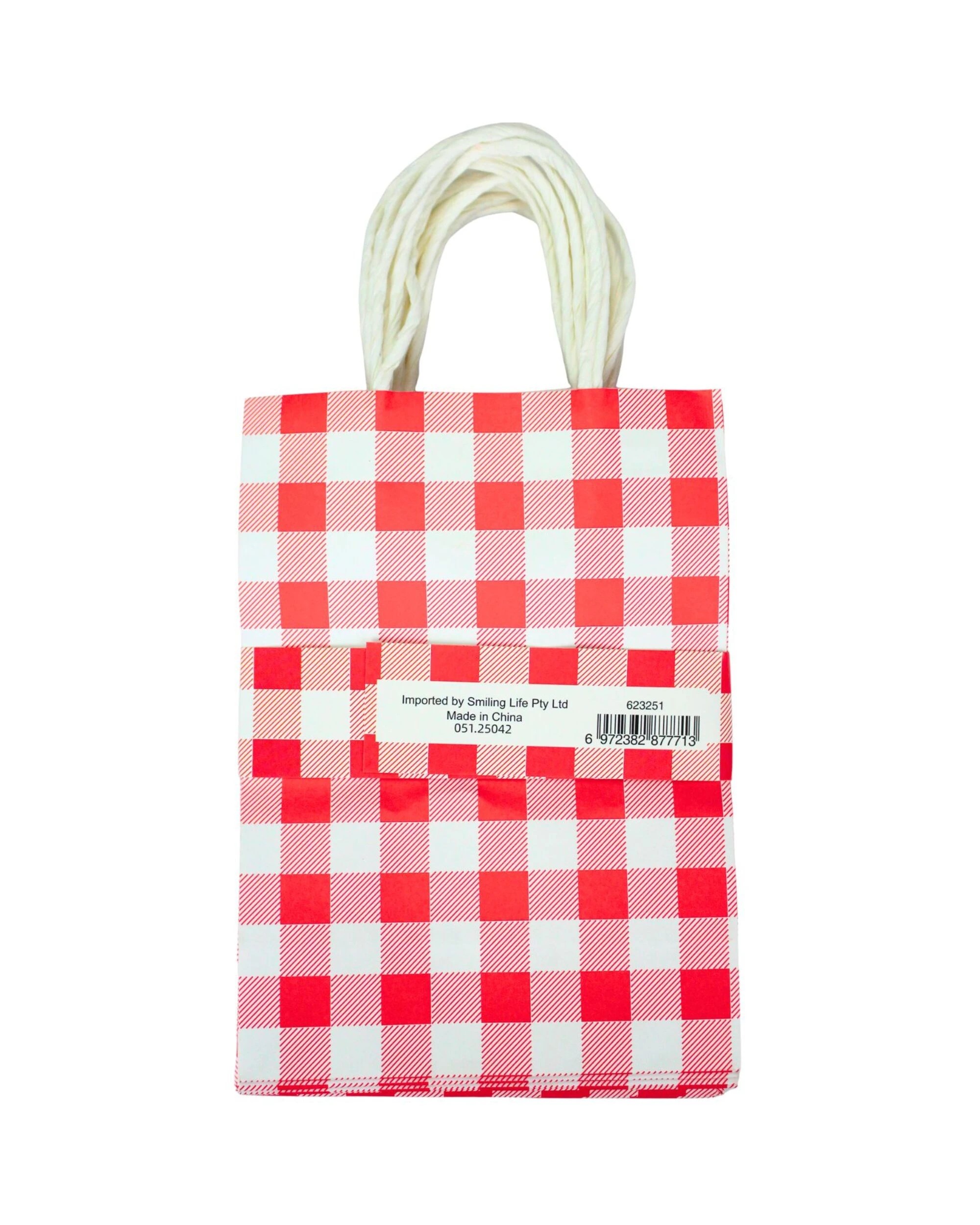 4 Party Maker Bright Gingham Gift Bags Pack of 10 - Red, 4 of 4