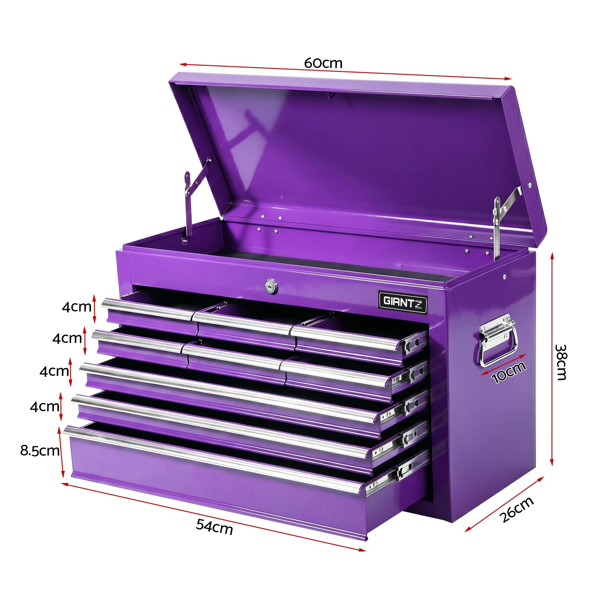 2 Giantz 9-Drawer Tool Cabinet Chest Toolbox Heavy Duty Garage Storage Organiser - Purple, 2 of 9