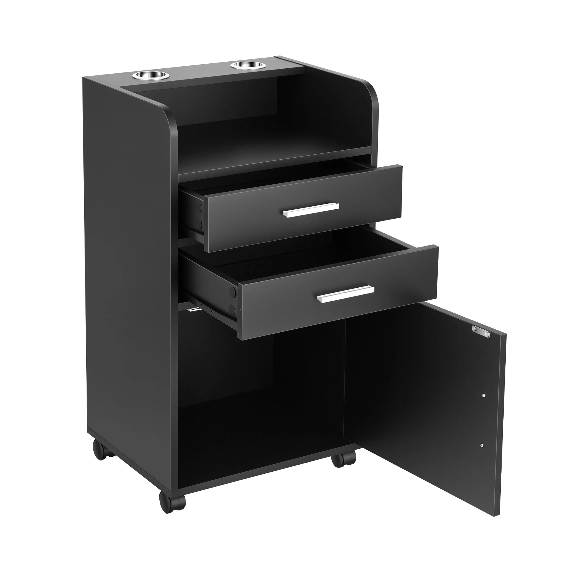 1 Artiss Professional Salon Station Rolling Cart, Hair Styling Beauty Cabinet - Black, 1 of 10