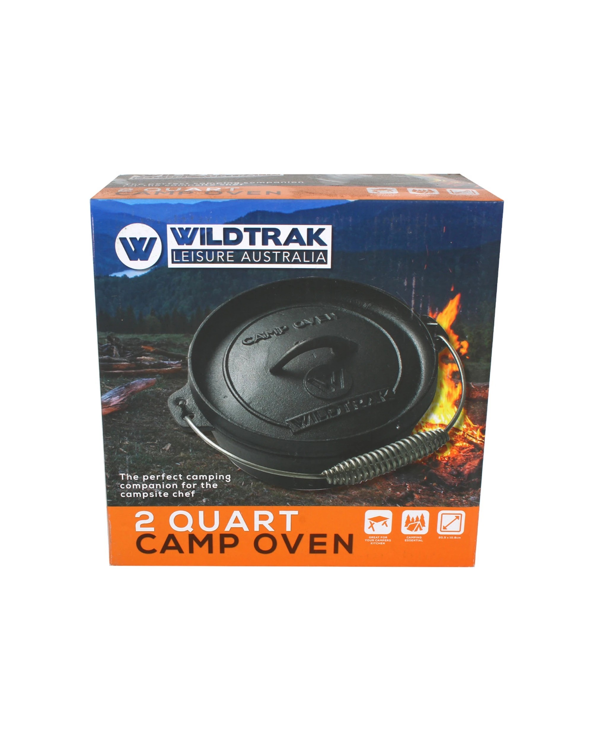 2 Wildtrak Round 2 Qt Cast Iron Camp Oven Pre-Seasoned Bail Handle - Black, 2 of 3