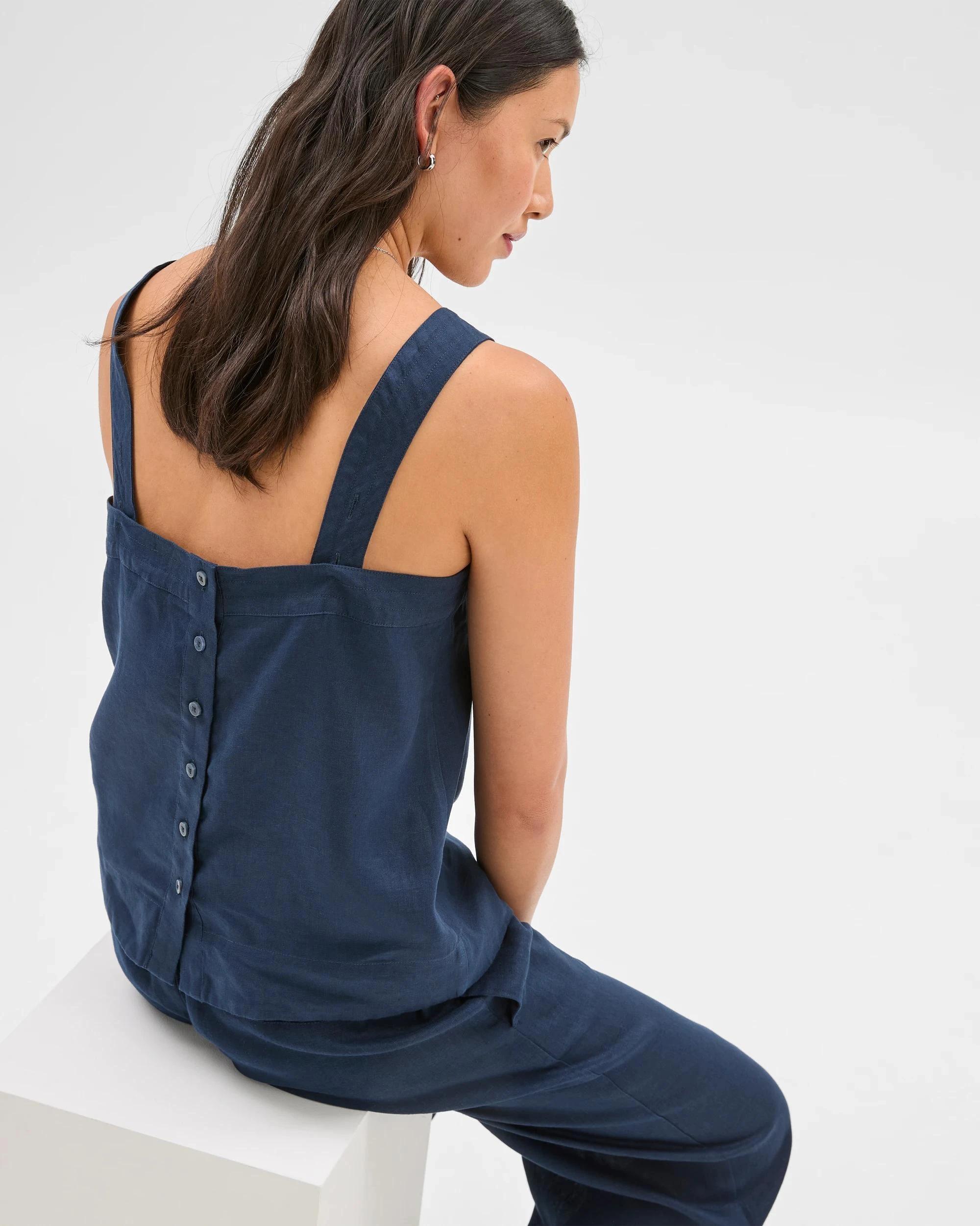 7 Target European Linen Stitch Detail Cami NAVY BLUE, 7 of 7