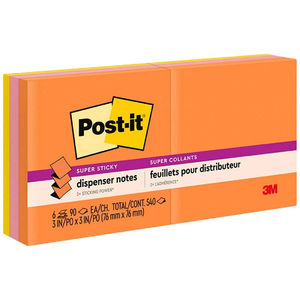1 Post-it Super Sticky Dispenser Notes 76mm Energy Boost 6 Pack, 1 of 9