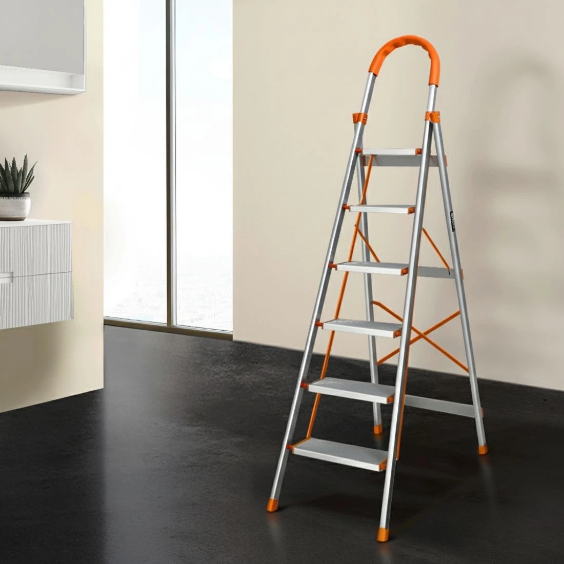 5 Giantz 6 Step Ladder Multi-Purpose Folding Aluminium Light Weight Platform - Silver, 5 of 5