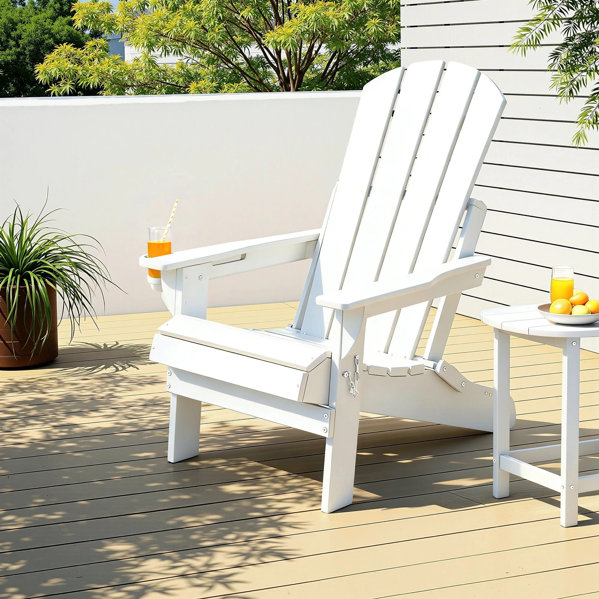 5 Gardeon Outdoor Chairs Folding Adirondack Beach Chair HDPE Sun Lounge Patio Furniture Garden - White, 5 of 9