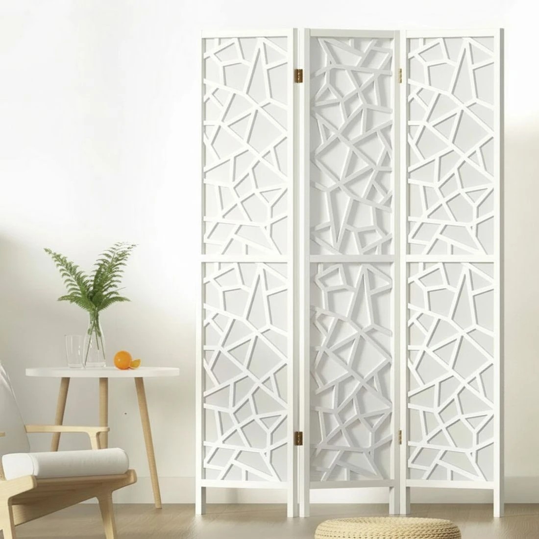 7 Artiss 3 Panel Room Divider Screen 122x170cm Clover - White, 7 of 7
