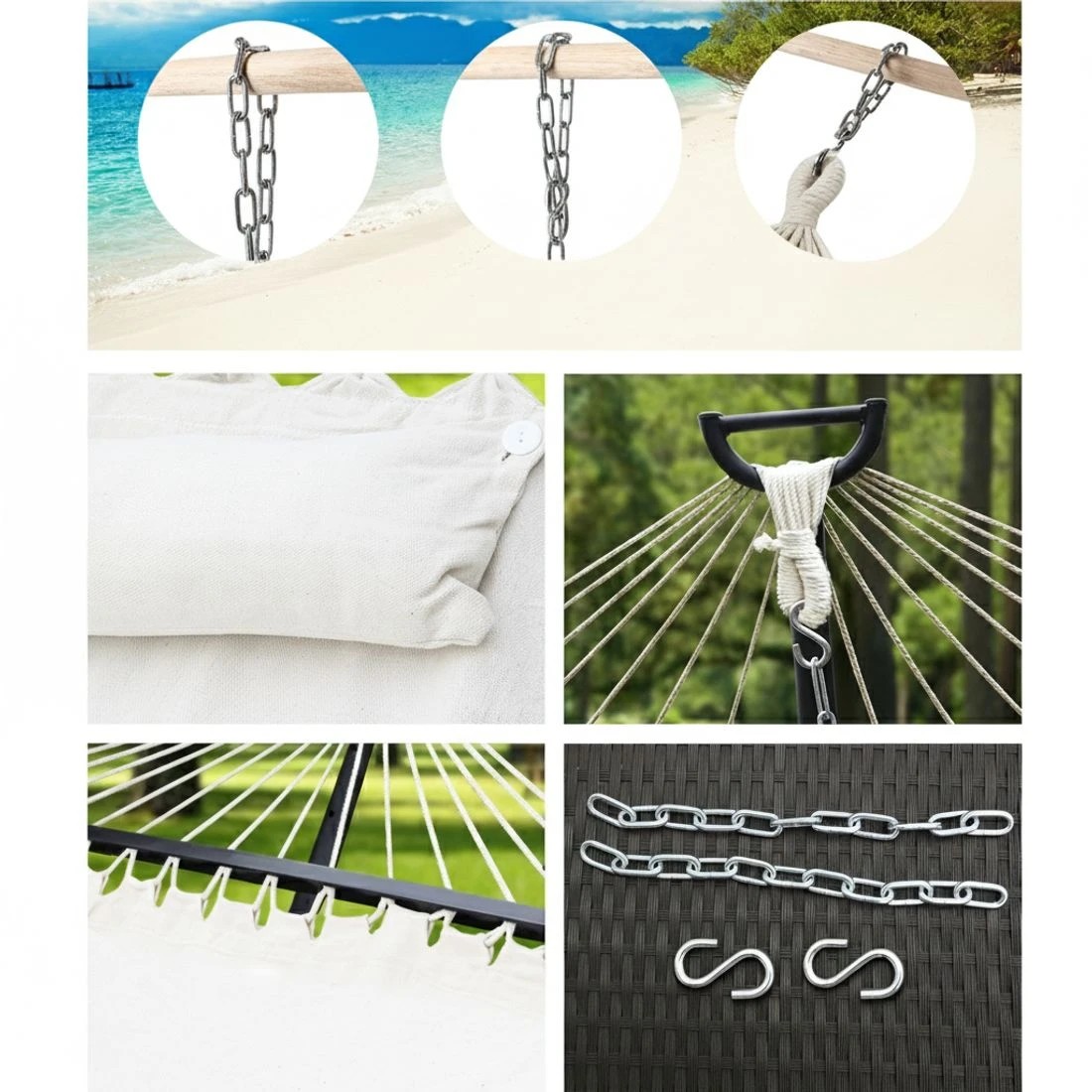 5 Gardeon Hammock Bed Outdoor Camping Portable Hanging Chair 2 Person Piillow - Beige, 5 of 7