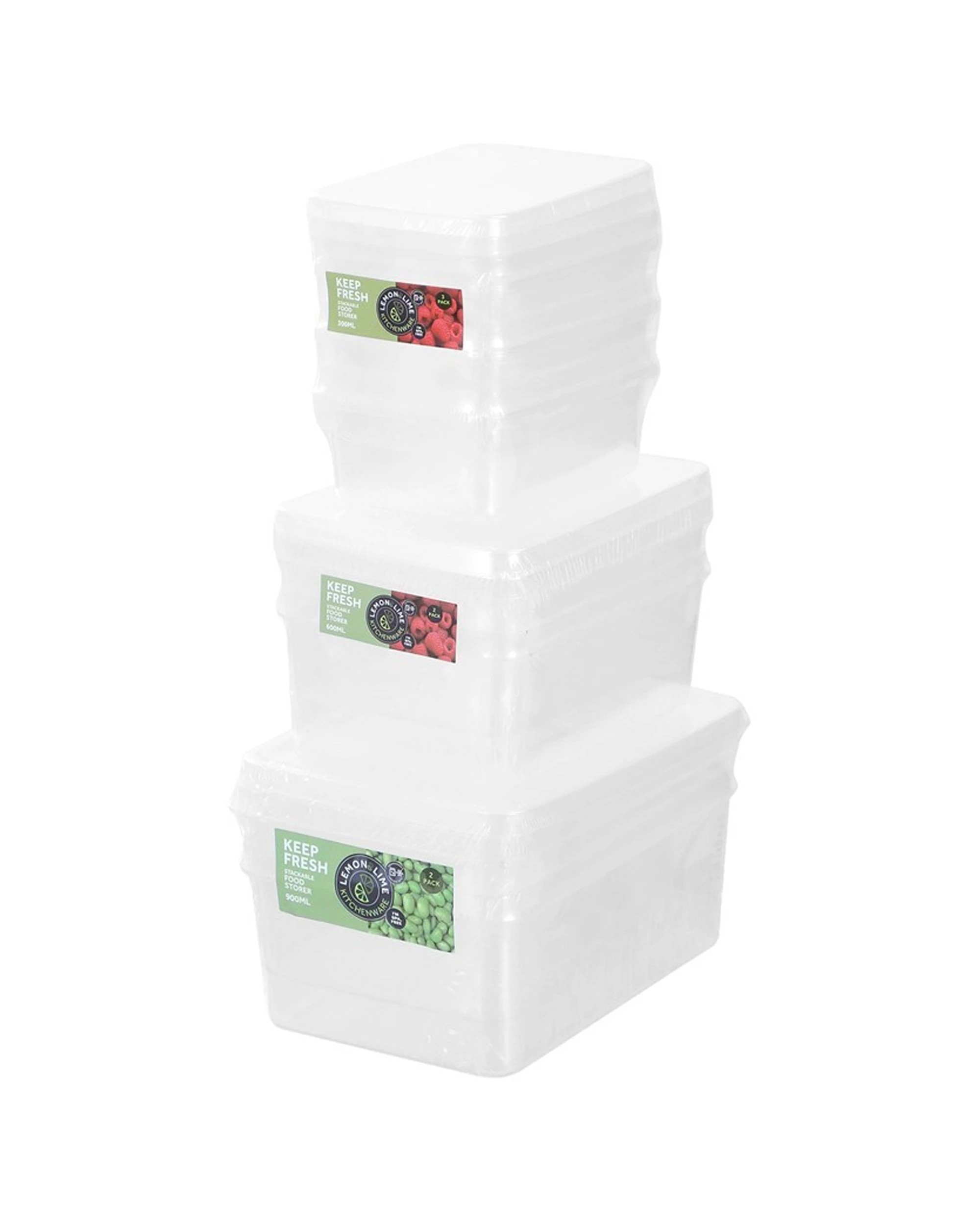 5 3pk Lemon & Lime Keep Fresh 300ml/11cm Food Container Takeaway Storage Clear
 - Clear, 5 of 5