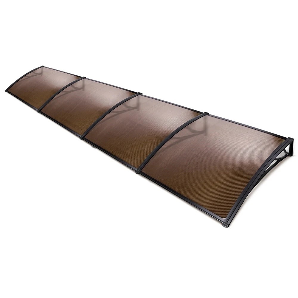 1 Instahut Window Awning Door Canopy 1m x 4m Brown Sheet  Plastic - Multi, 1 of 7