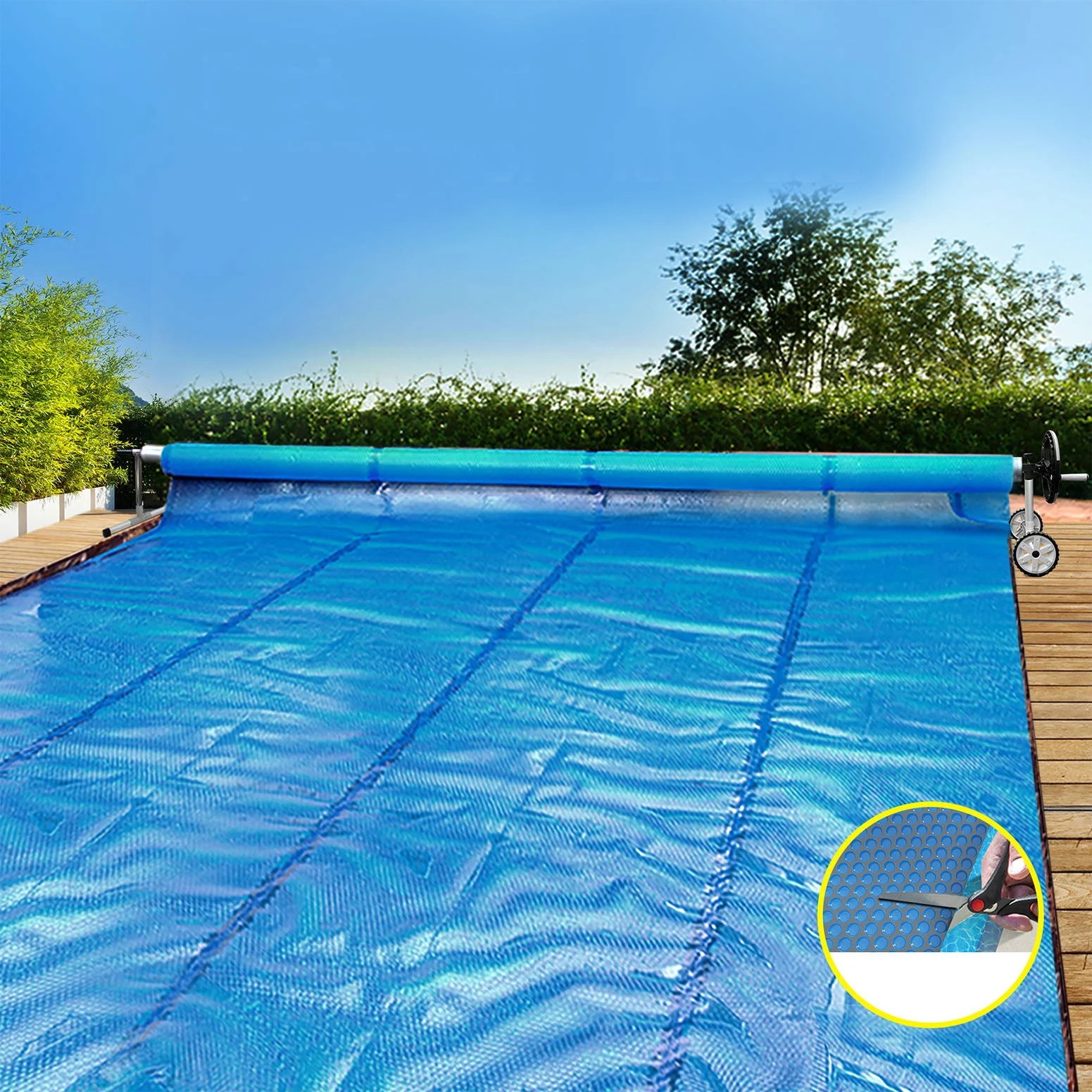 5 Aqua Buddy Pool Cover 600 Micron 7x4m w/ Roller 4m Swimming Pools Solar Blanket - Multi, 5 of 7