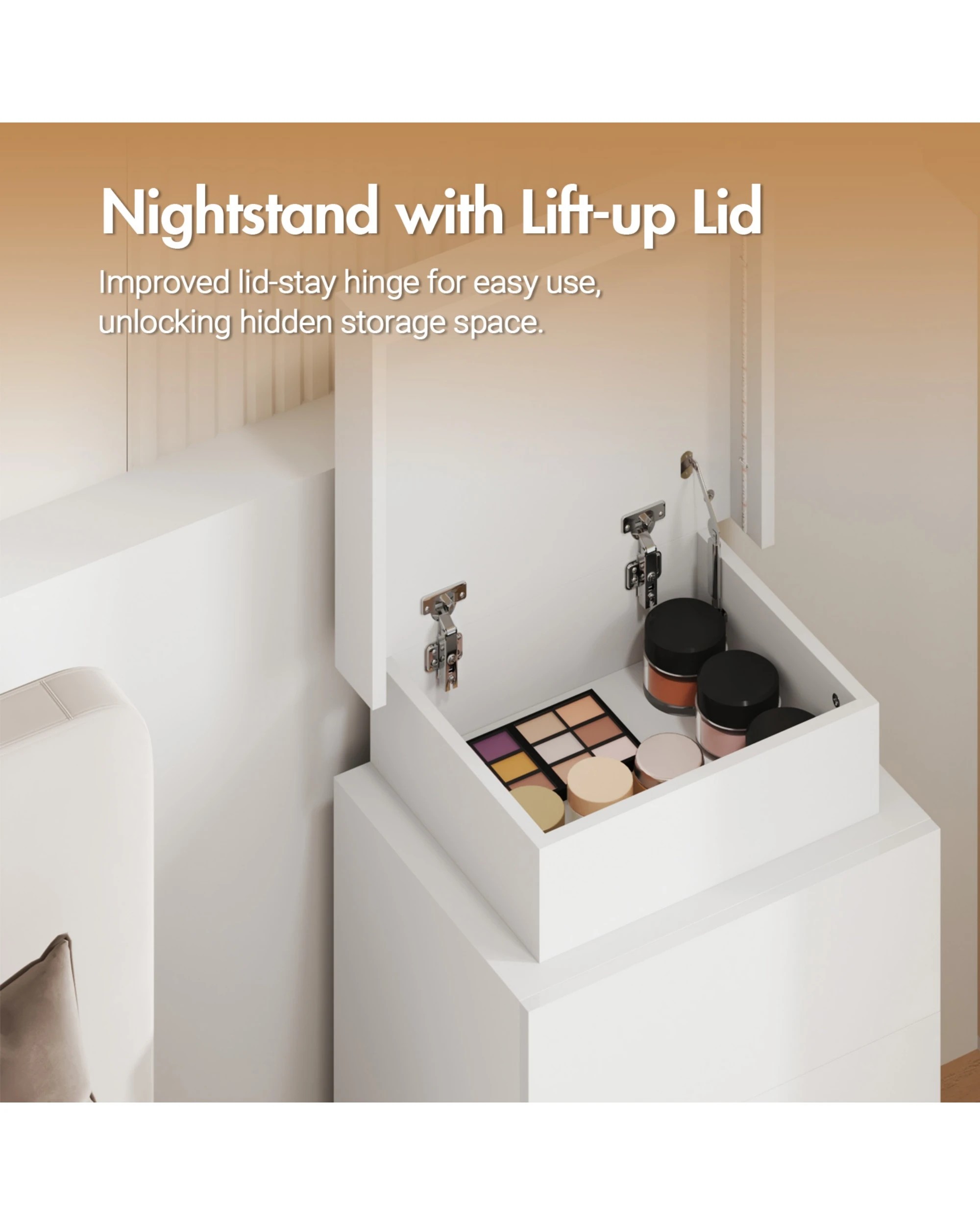 5 Advwin Led Nightstand With 3  Drawers And Hidden Storage
 - White, 5 of 9