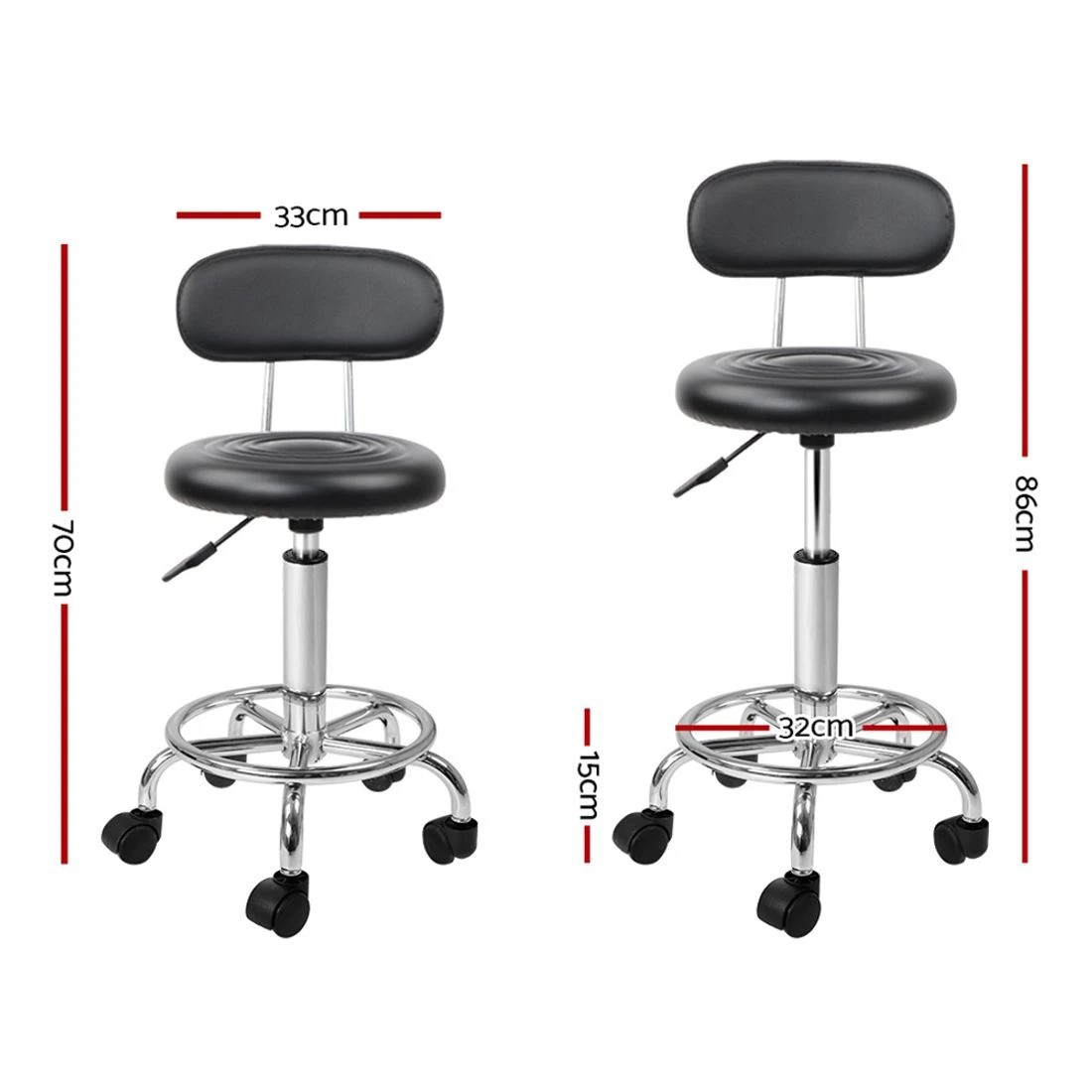 2 Artiss Salon Stool Swivel Chair Backrest
 - black, 2 of 7