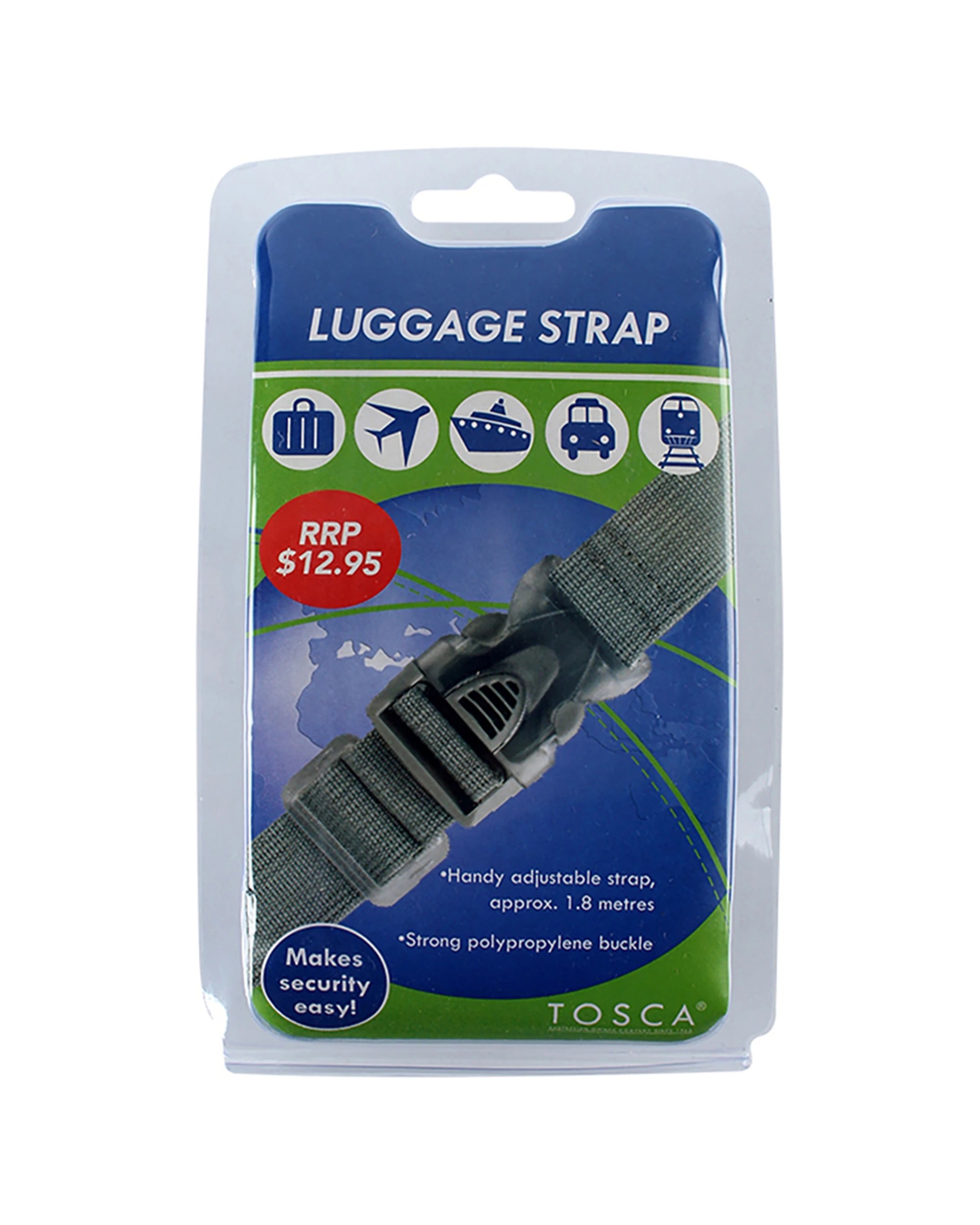 2 Tosca 2Pk 1.8M Adjustable Luggage Security Strap - Grey, 2 of 2