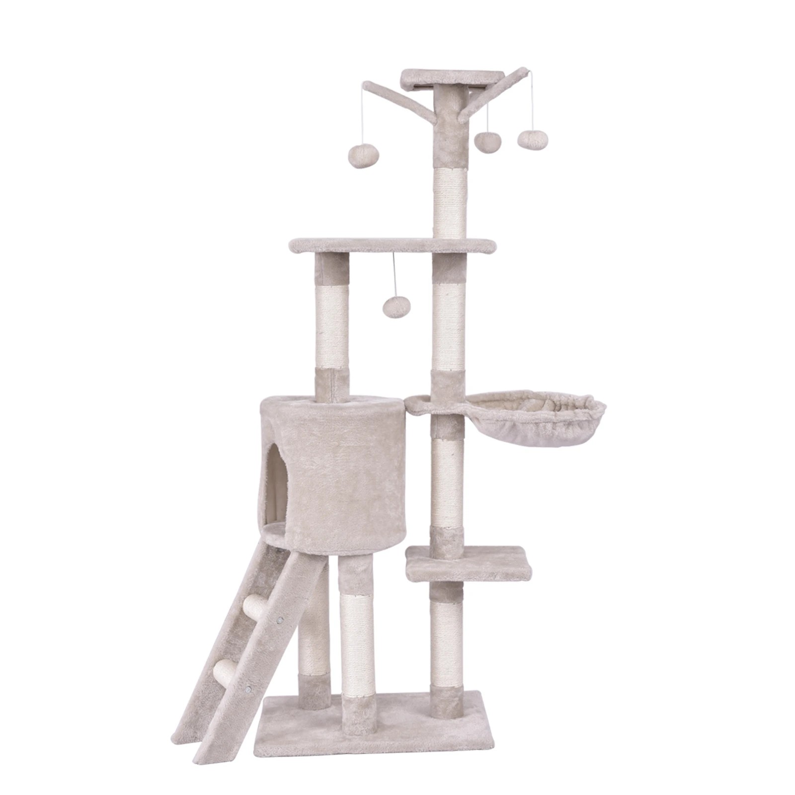 1 Costway 1.4M Cat Tree Multi-level Kitten Condo House Funiture w/Ladder, 1 of 5