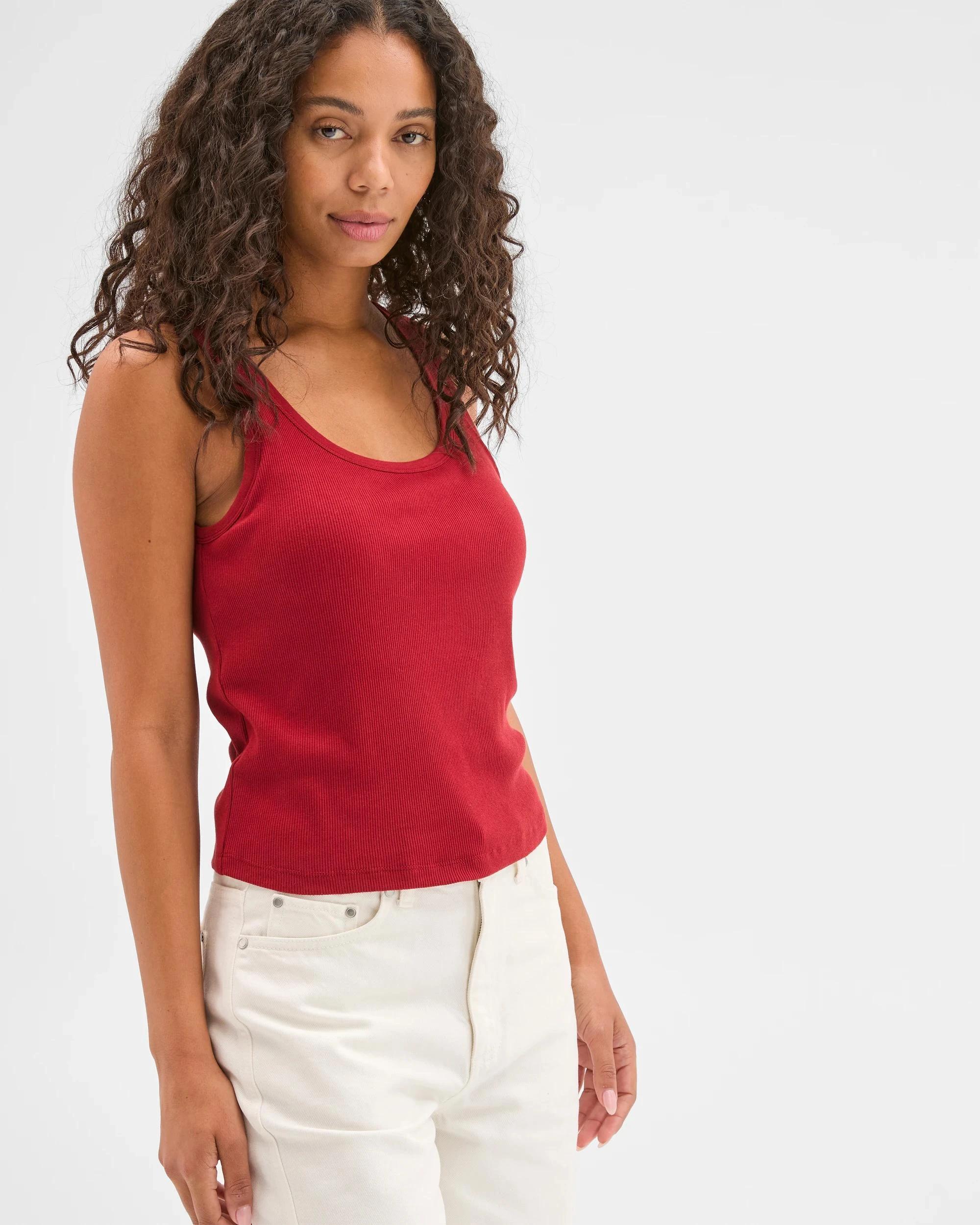 3 Target Woman Australian Cotton Blend Scoop Neck Tank Top with Shelf Bra GARNET, 3 of 7