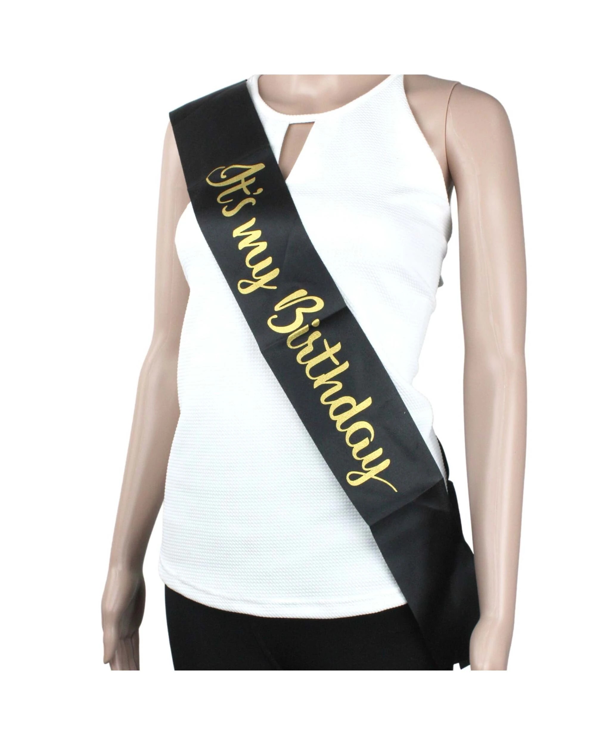 1 JD Party It's My Birthday Satin Sash - Black, 1 of 2