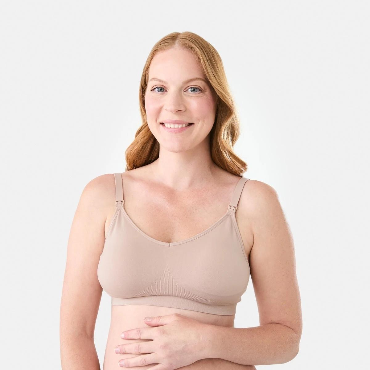 3 2 Pack Maternity Wirefree Seamfree Crop OYSTER PINK, OMBRE BLUE, 3 of 9