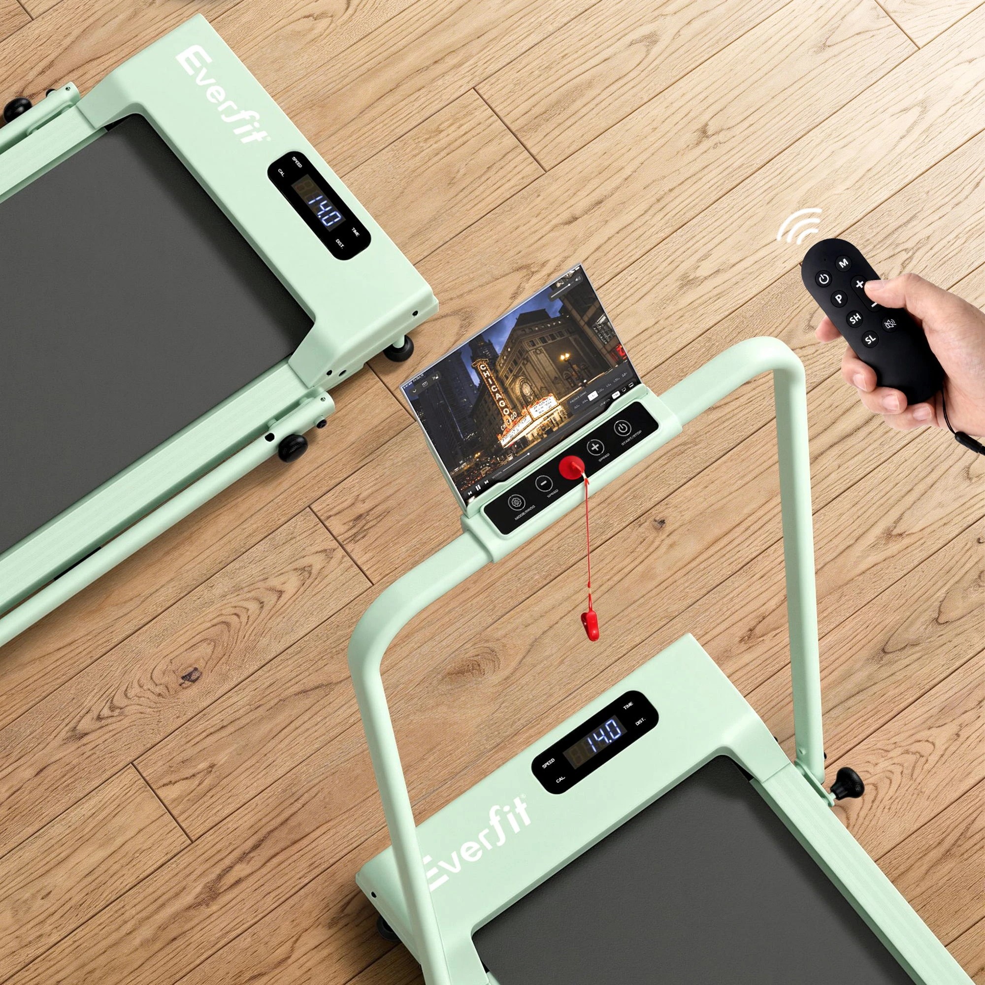 8 Everfit 3 in 1 Walking Pad Treadmill 12% Incline Under Desk Foldable for Home - Green, 8 of 10