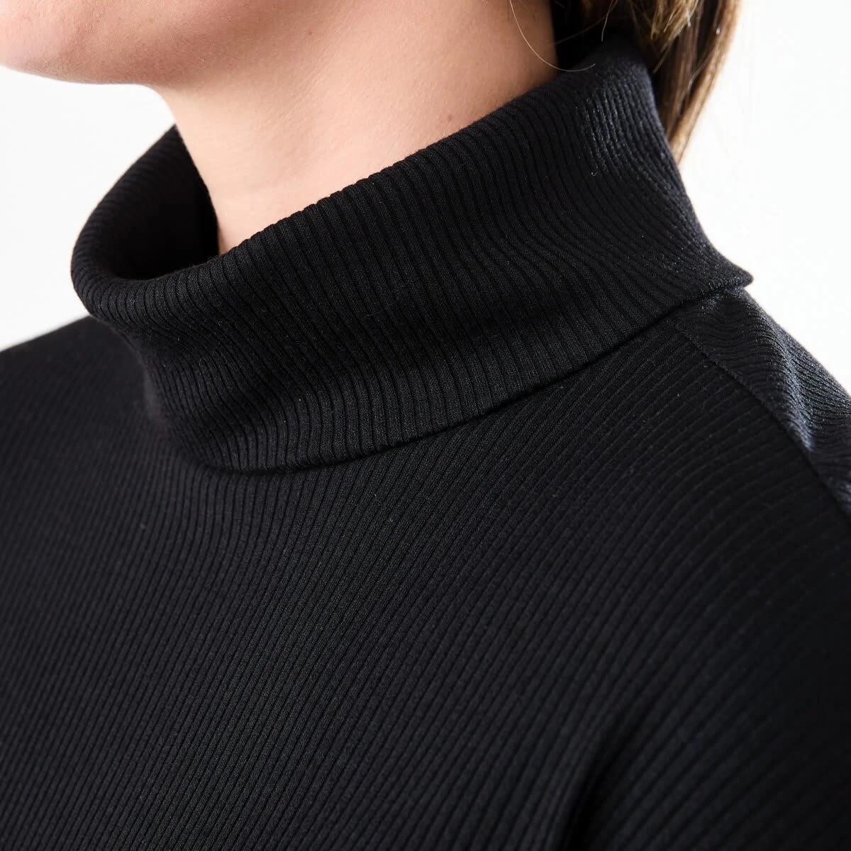 5 Long Sleeve Rib Turtleneck Top Black, 5 of 5
