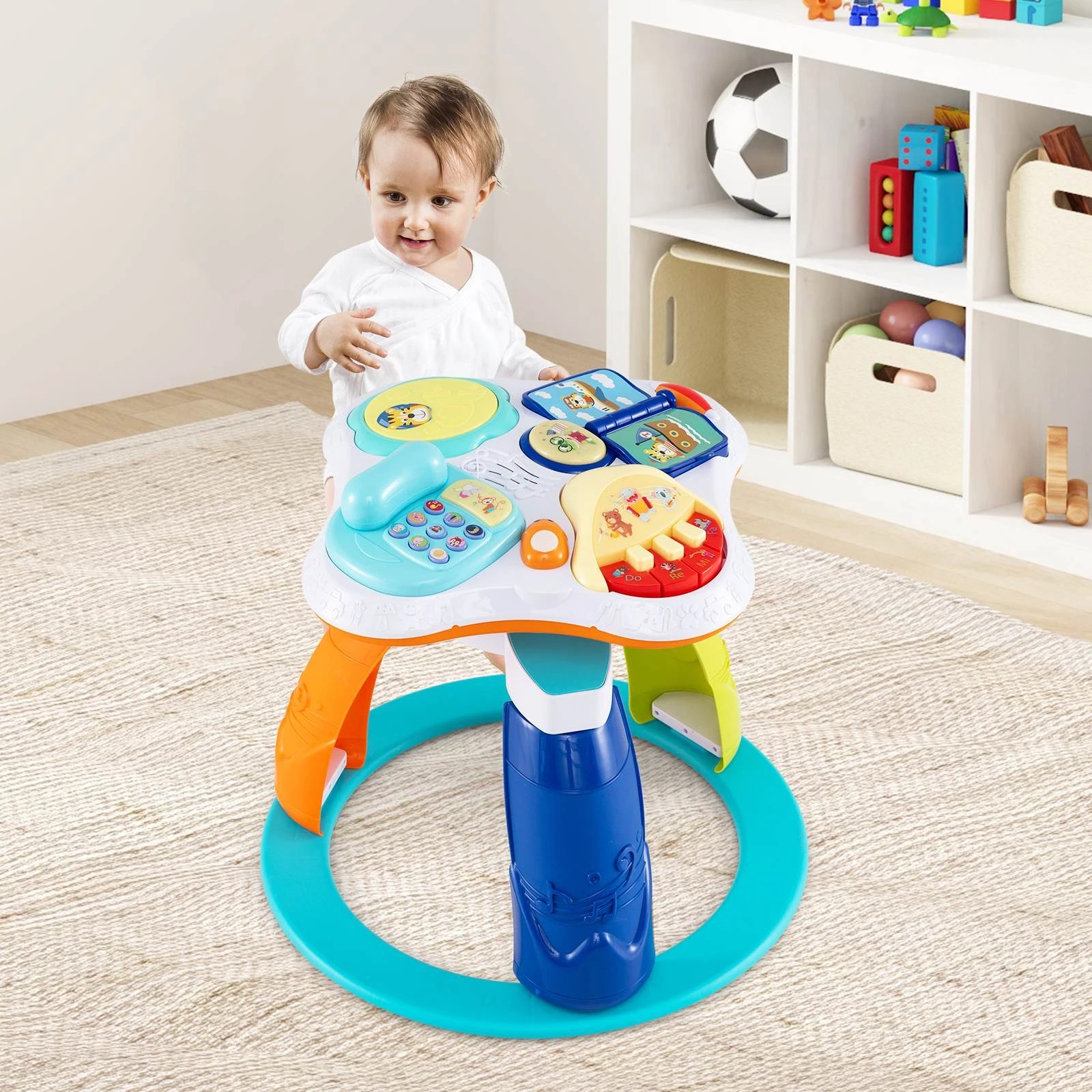 1 Costway 3 in 1 Stationary Activity Center Educational Play Table - White, 1 of 1