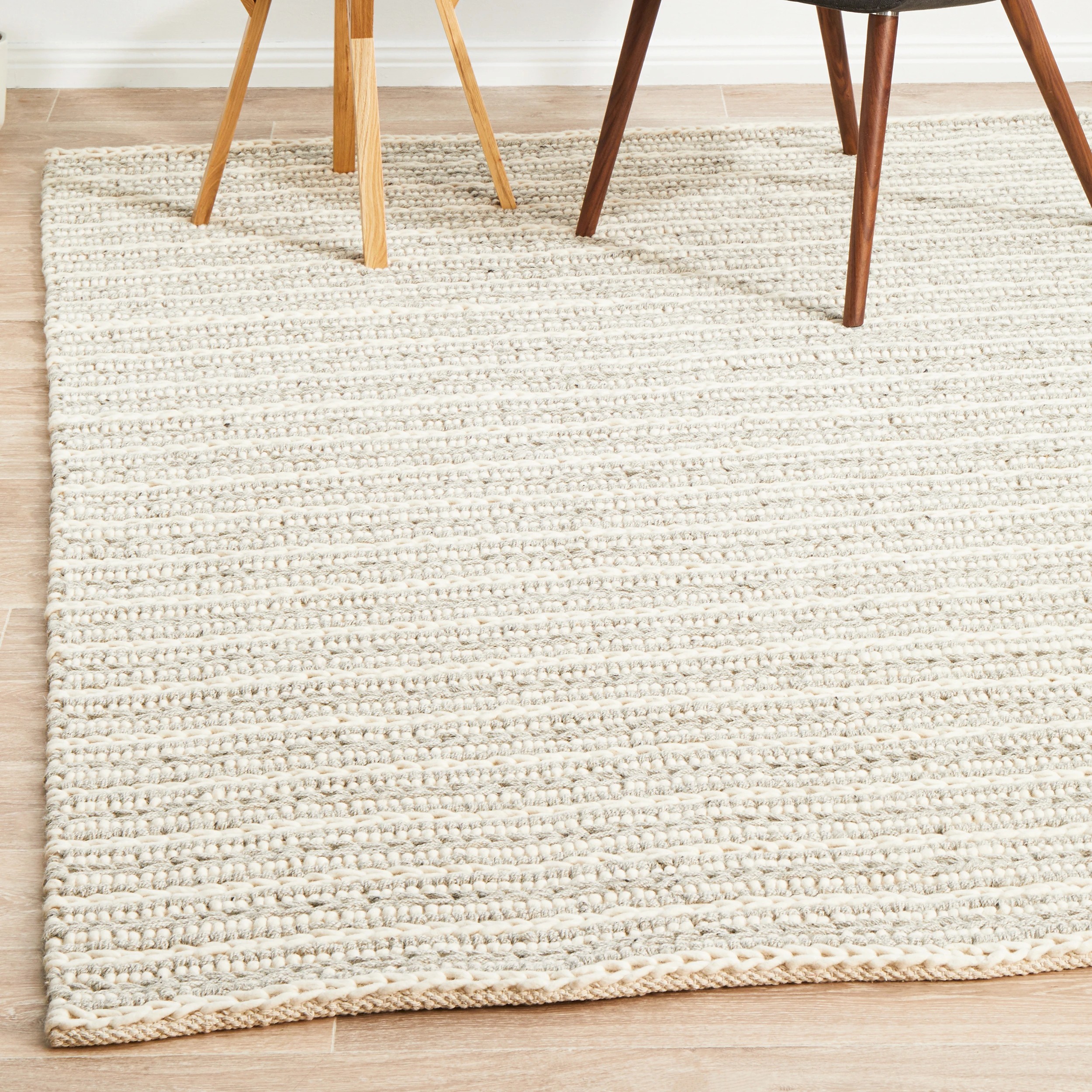 2 Common Ground Rugs Nordica 312 225x155cm - Medium Plain & Textured Rug - Silver, 2 of 8