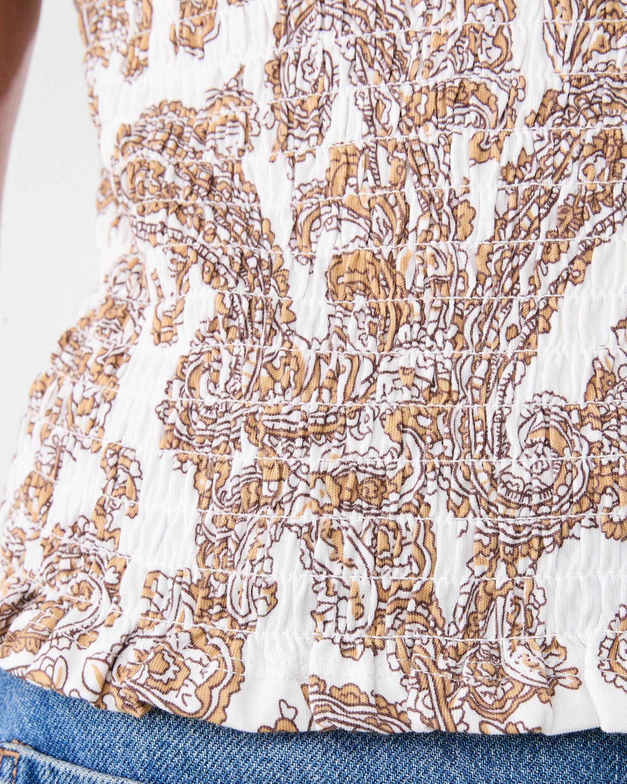 6 Short Sleeve Shirred Flutter Top Paisley, 6 of 6