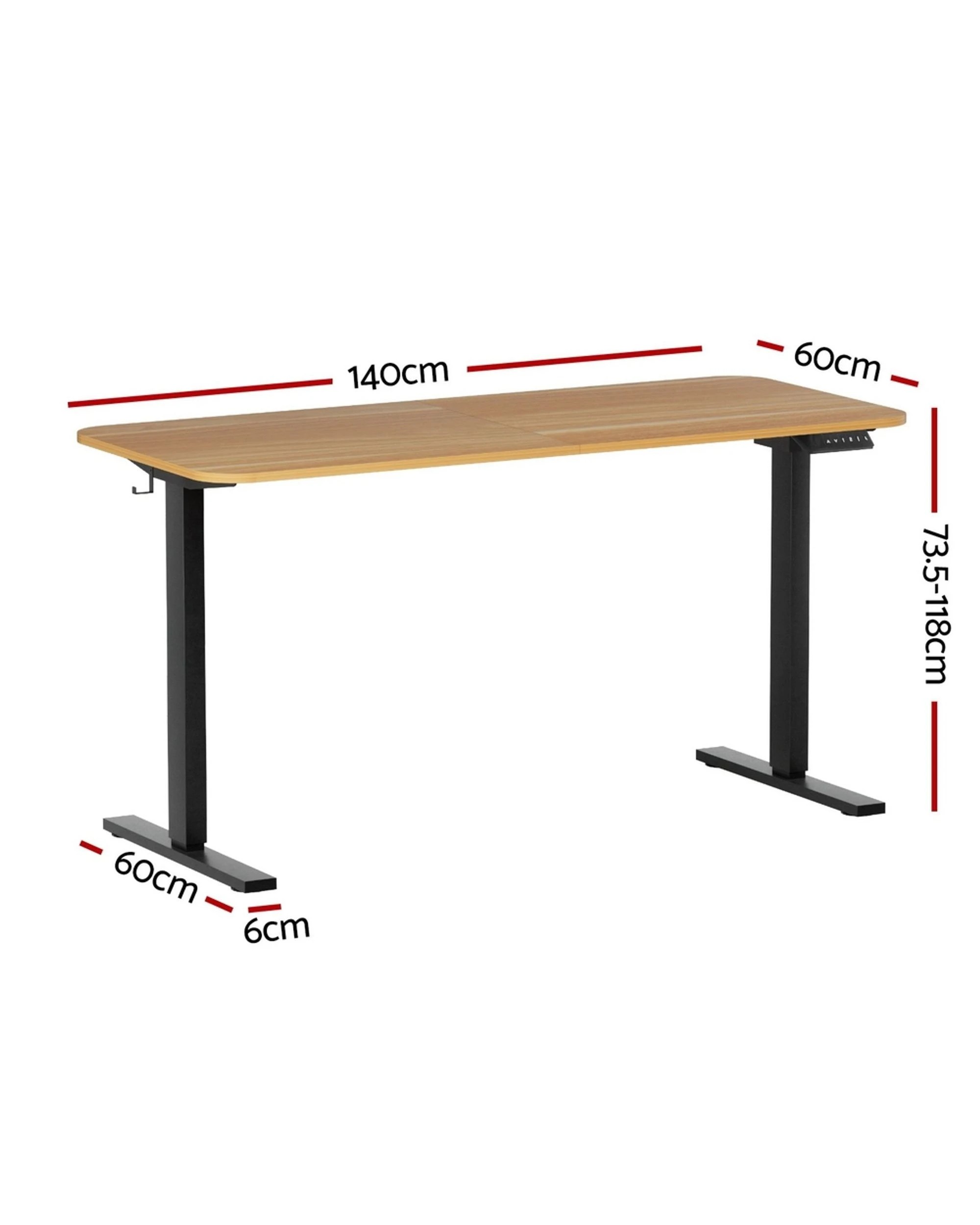 3 Artiss Electric Standing Desk 140cm Adjustable Height Motorised Home Office Desk
 - Brown, 3 of 3