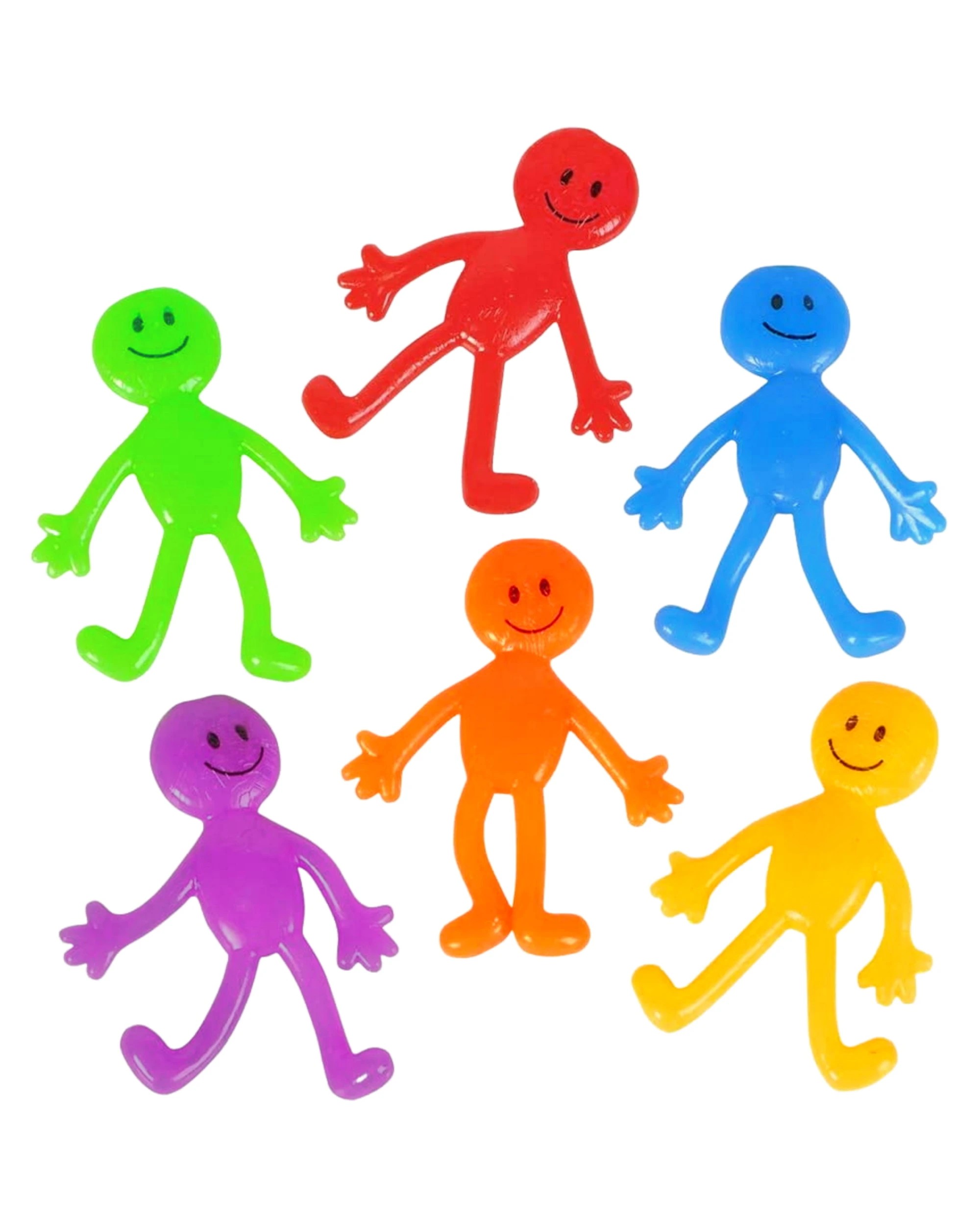1 Partyrama Coloured Stretchy Smiley People Pack of 12, 1 of 2