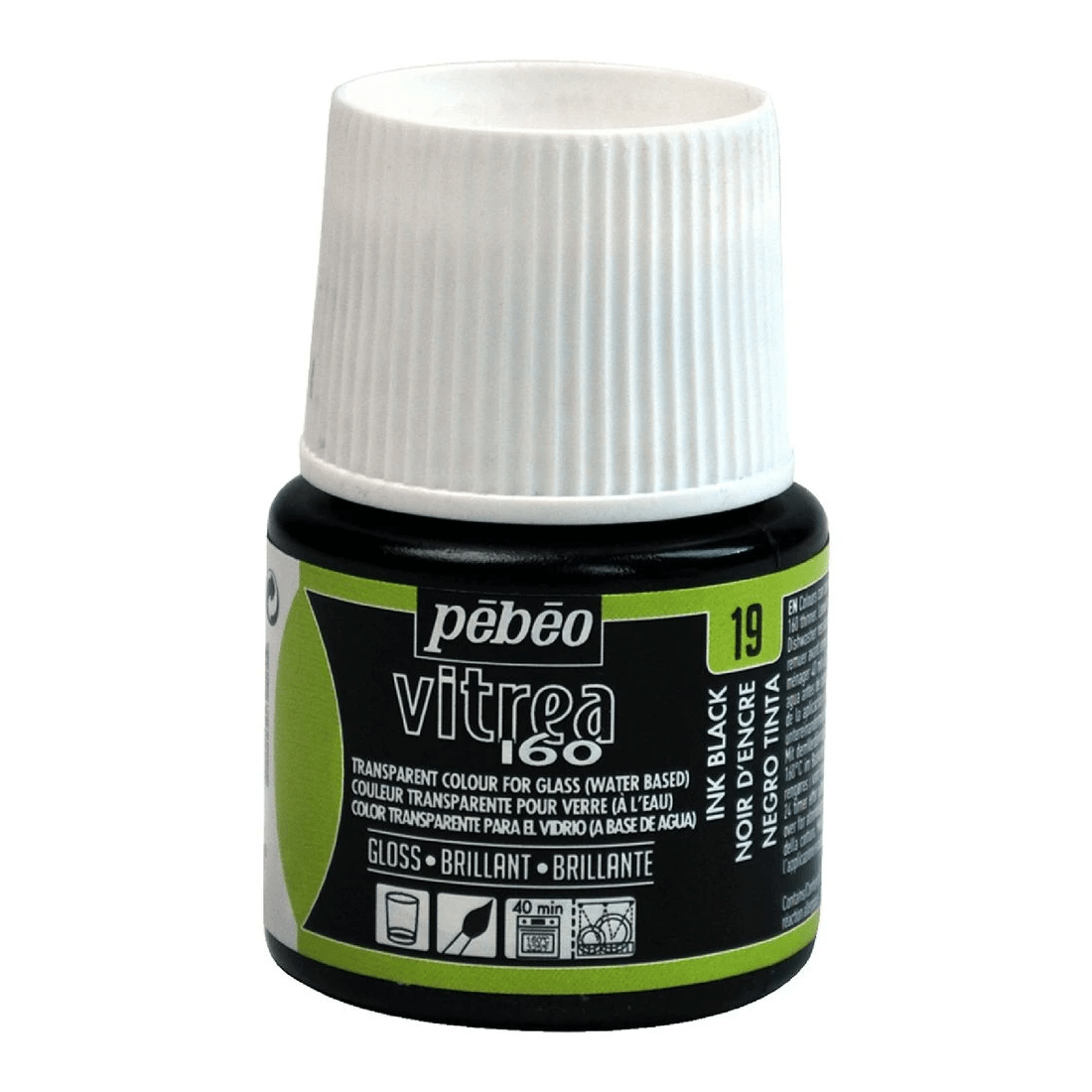 1 Pebeo Vitrea 160 Glossy Glass Paint 45mL Black, 1 of 1