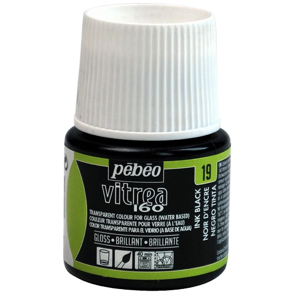 1 Pebeo Vitrea 160 Glossy Glass Paint 45mL Black, 1 of 1