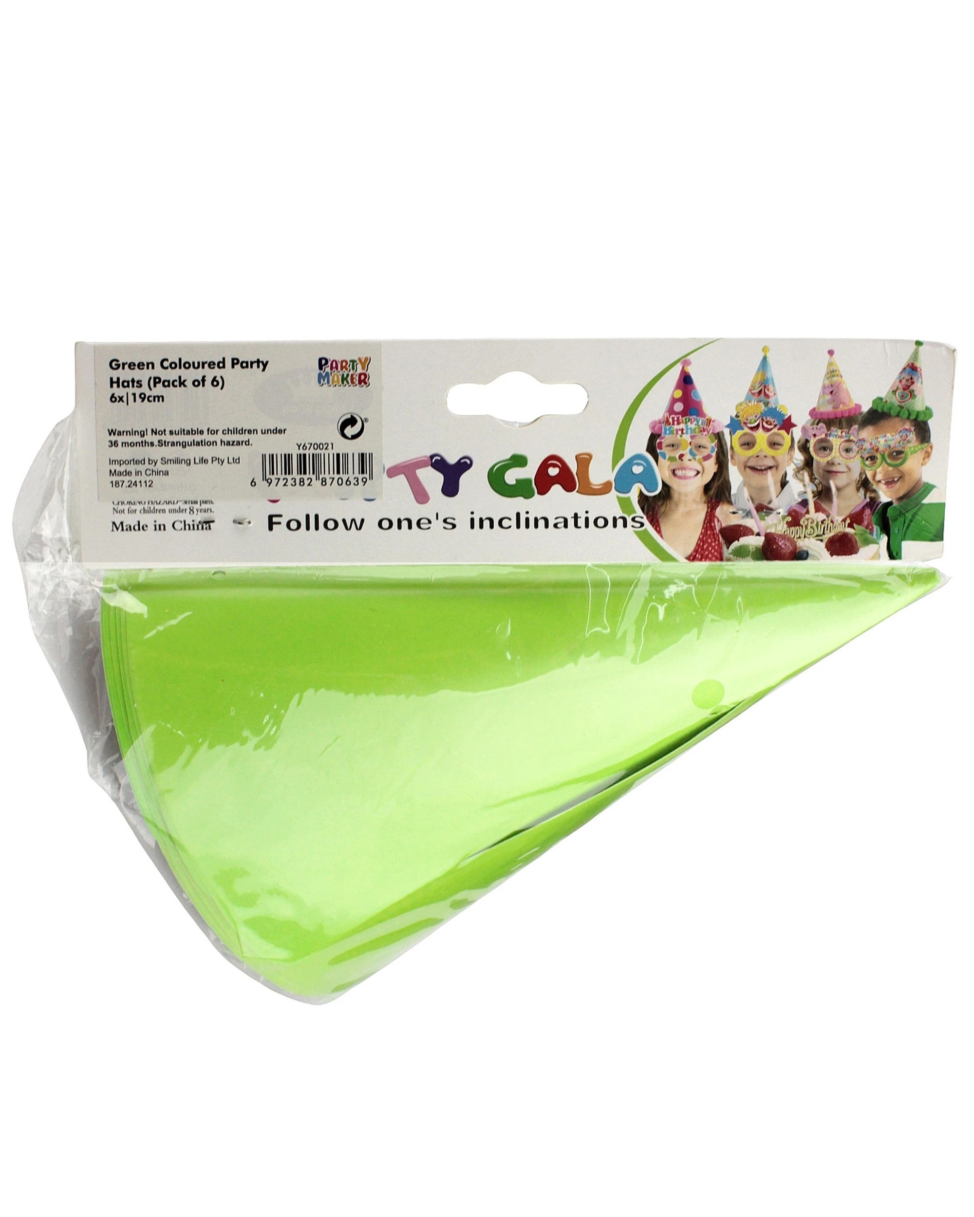 3 Partyrama Lime Coloured Party Hats Pack of 6 - Green, 3 of 3