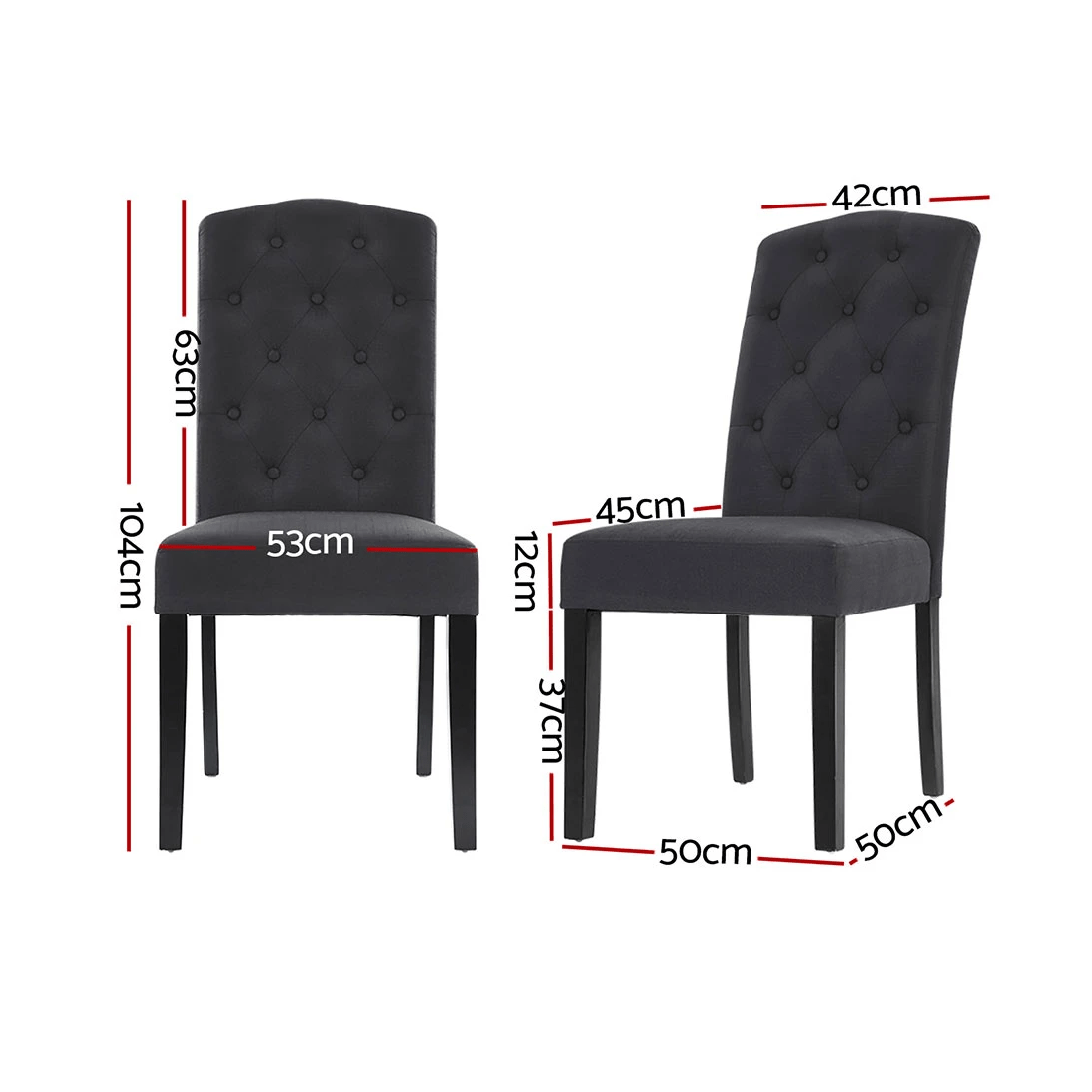 2 Artiss Dining Chairs Set of 4 Linen Parsons Chair Dark - Grey, 2 of 6