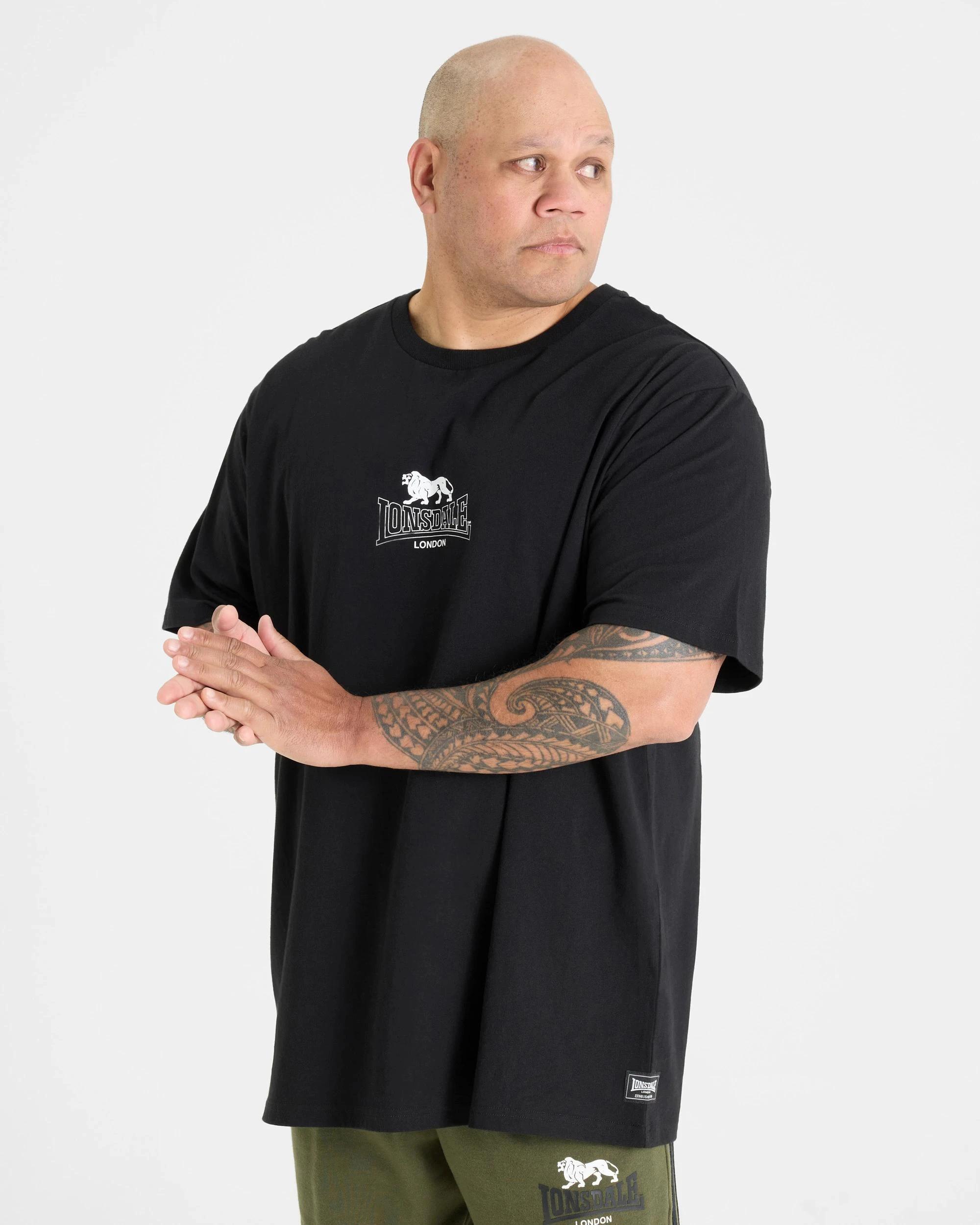 4 Lonsdale London Varsity Active Plus Short Sleeve T-shirt BLACK, 4 of 4