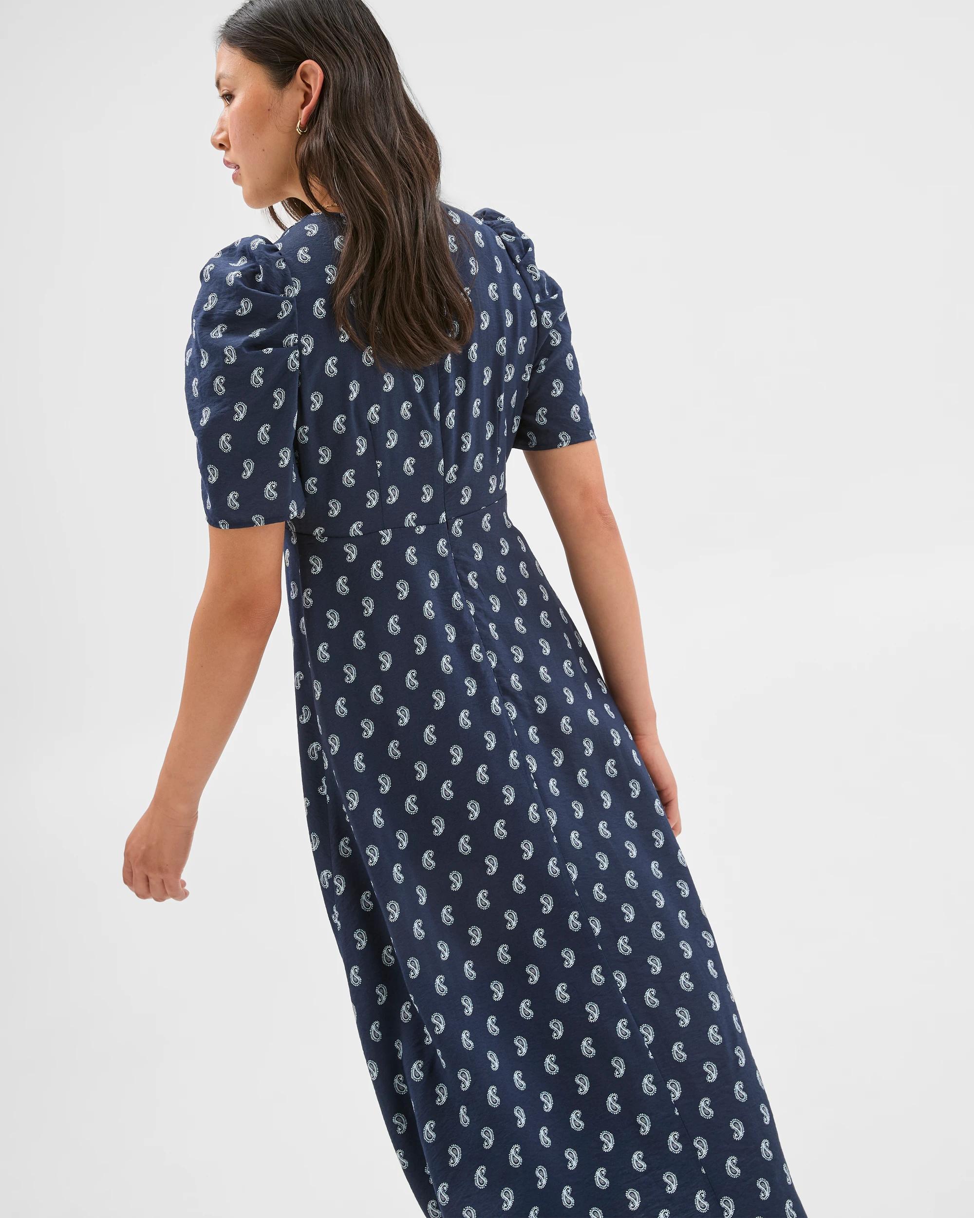 4 Puff Sleeve Dress - Preview NAVY PAISLEY, 4 of 5